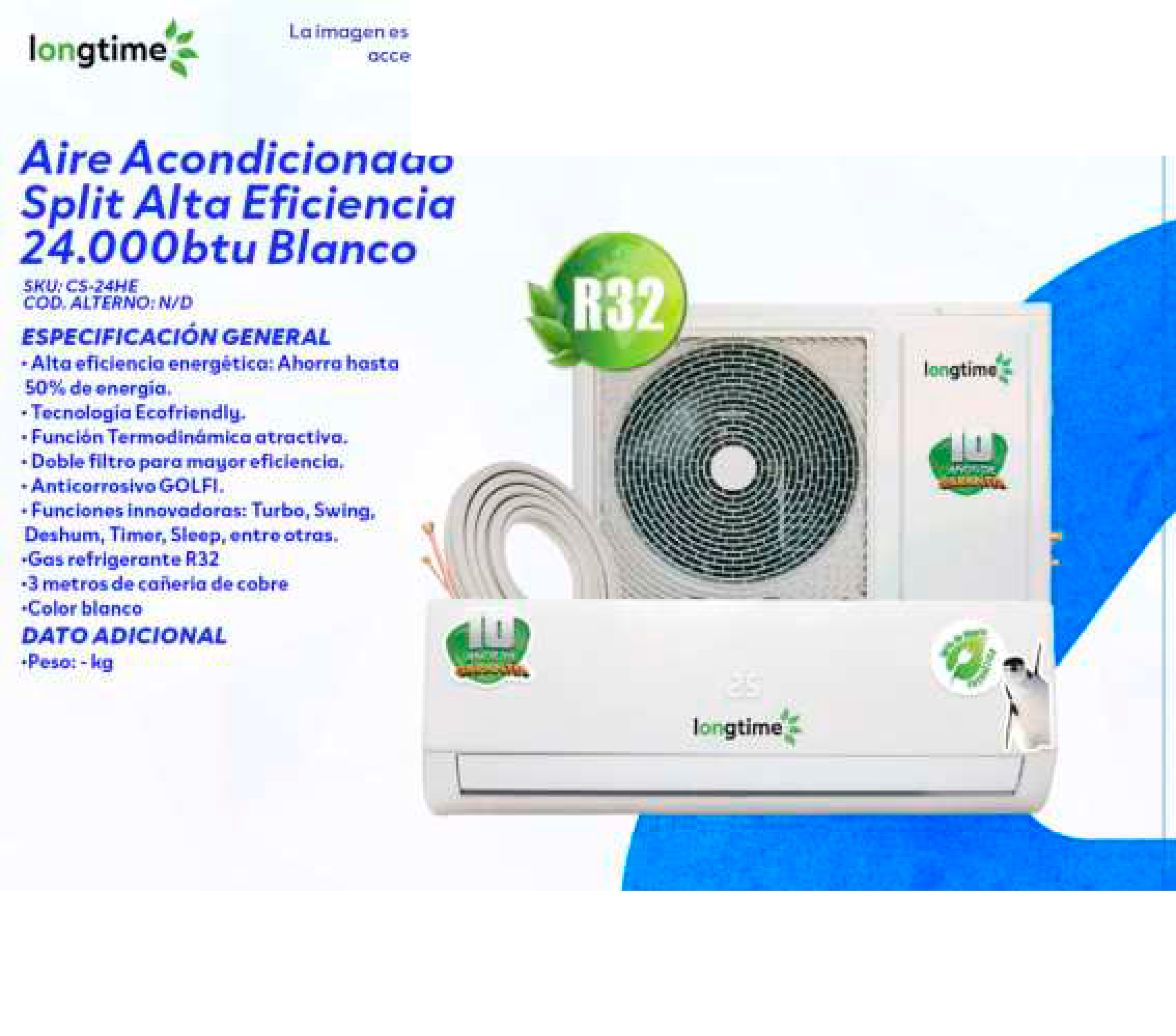 Aire Acondicionado Split Alta Eficiencia 24.000btu Blanco
