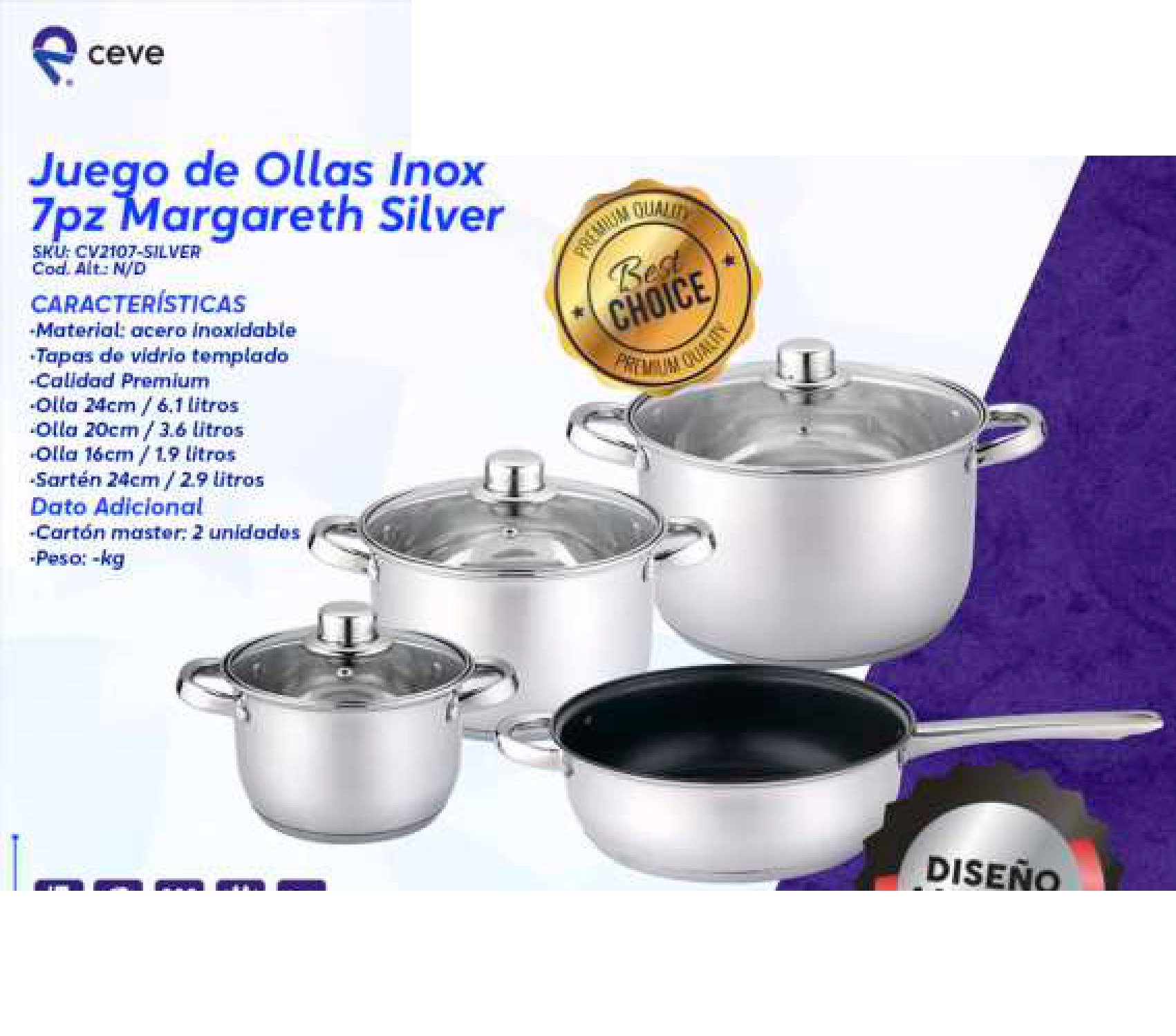 Juego de Ollas Inox 7pz