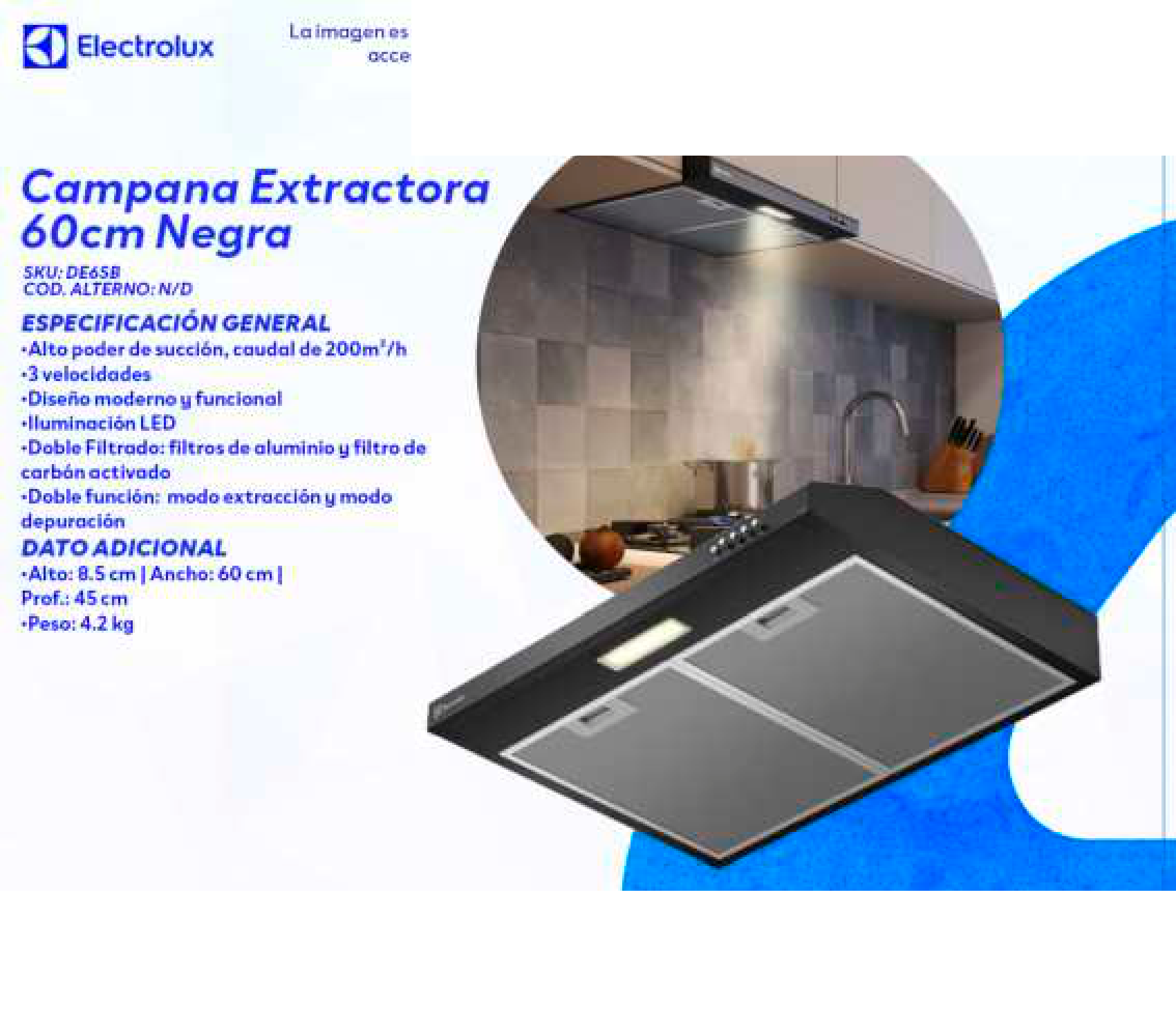 Campana Extractora 60cm Negra