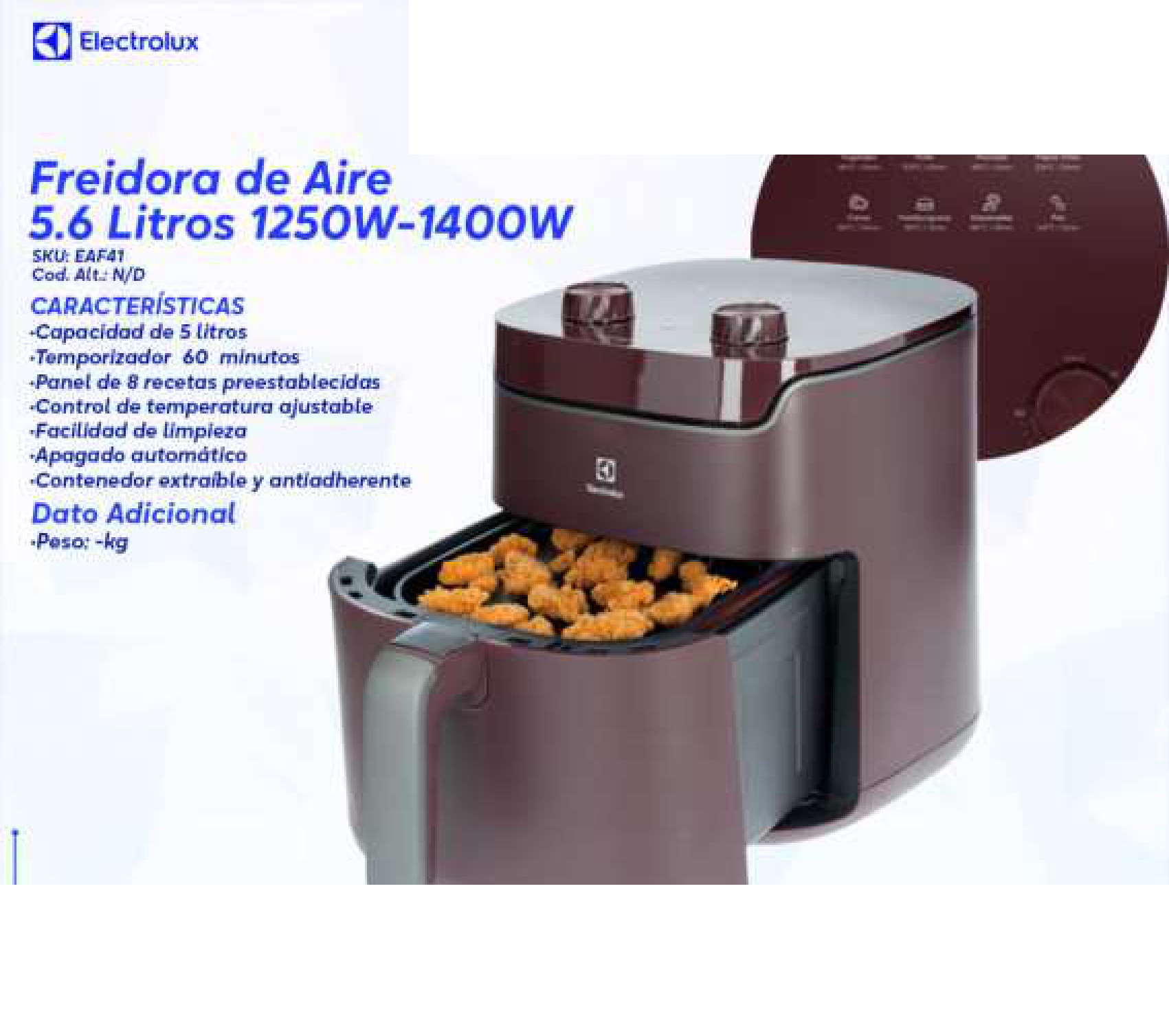 Freidora de Aire 5.6 Litros 1250W-1400W