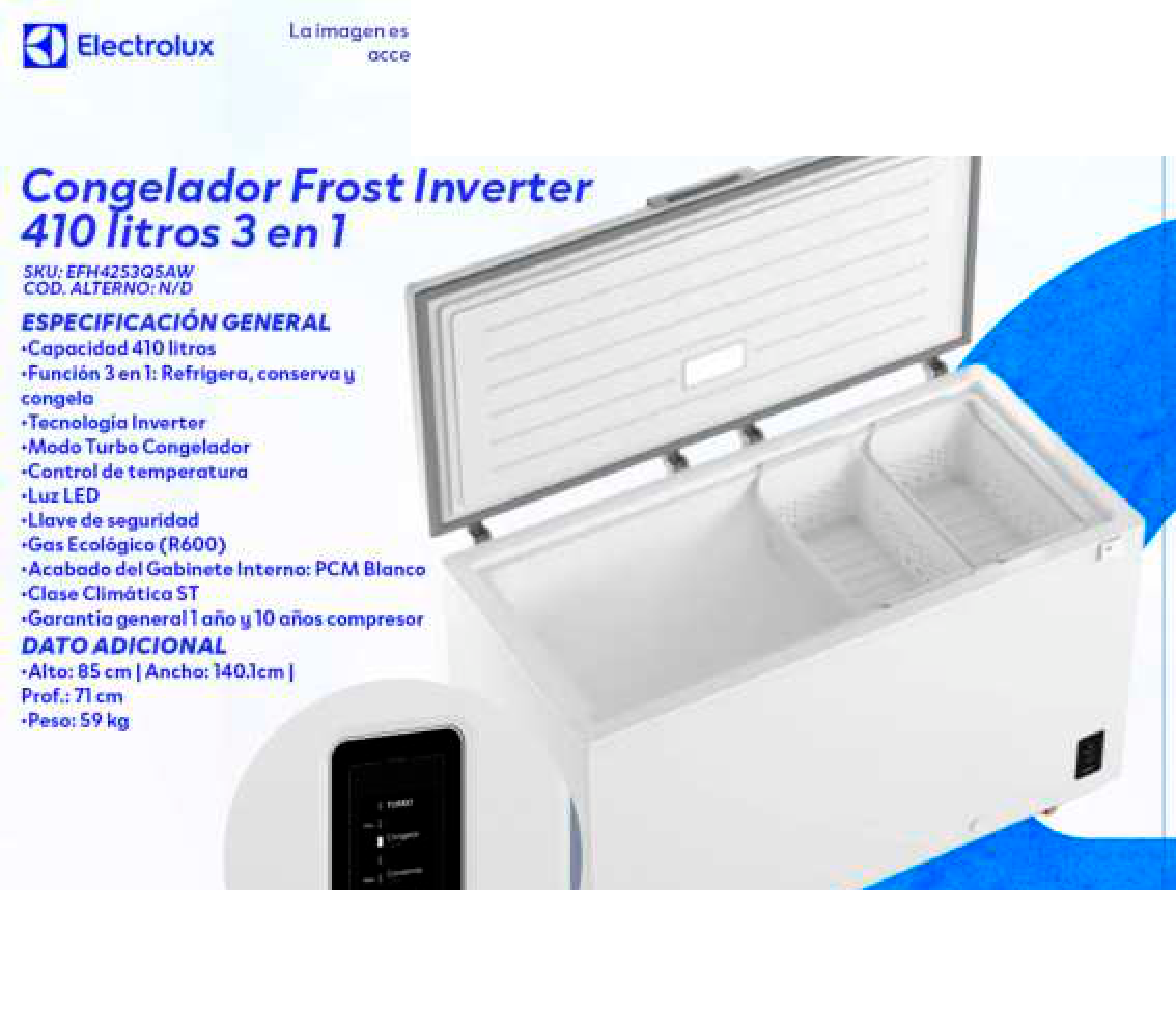 Congelador Frost Inverter 410 litros 3 en 1