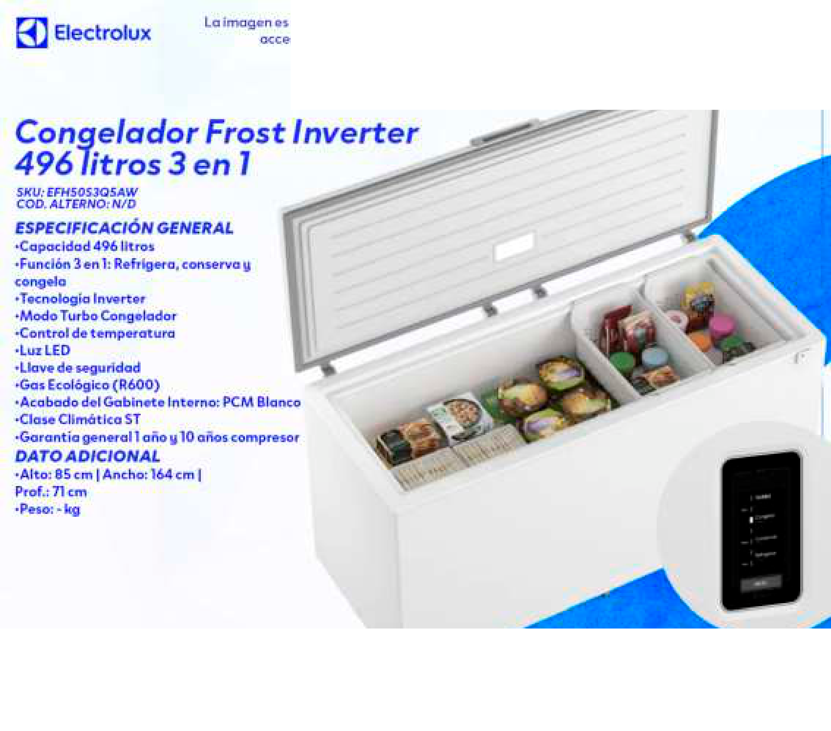 Congelador Frost Inverter 496 litros 3 en 1