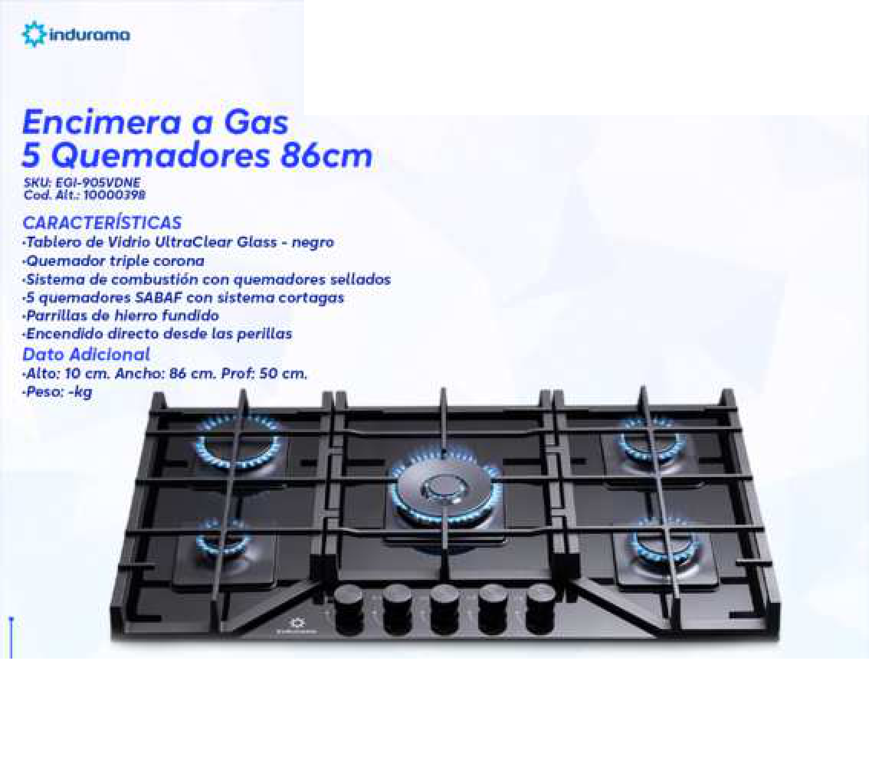 Encimera a Gas 5 Quemadores 86cm