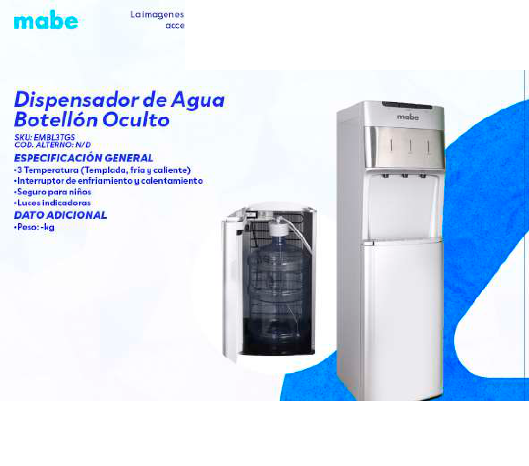 Dispensador de Agua Botellón Oculto