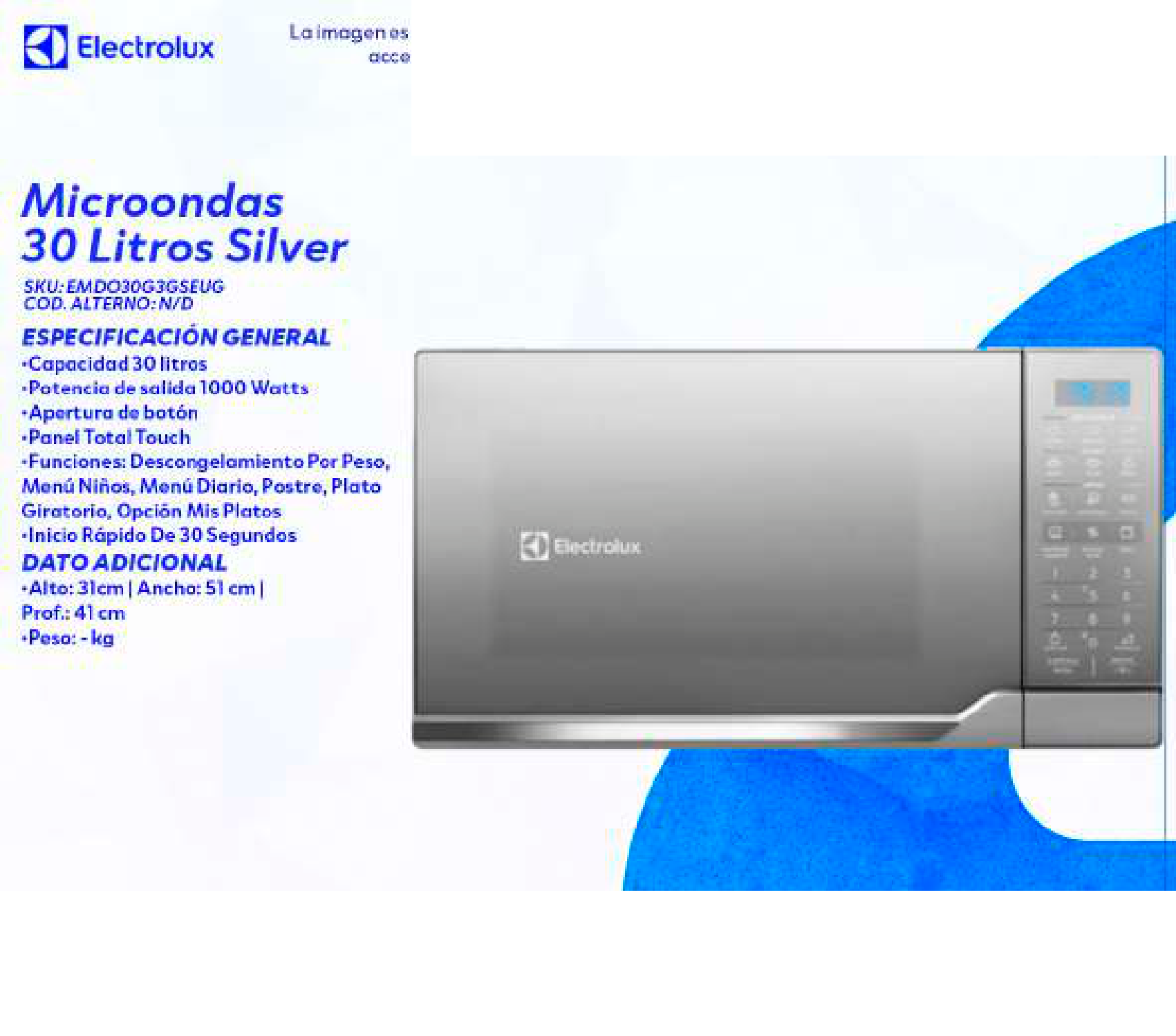Microondas 30 Litros Silver