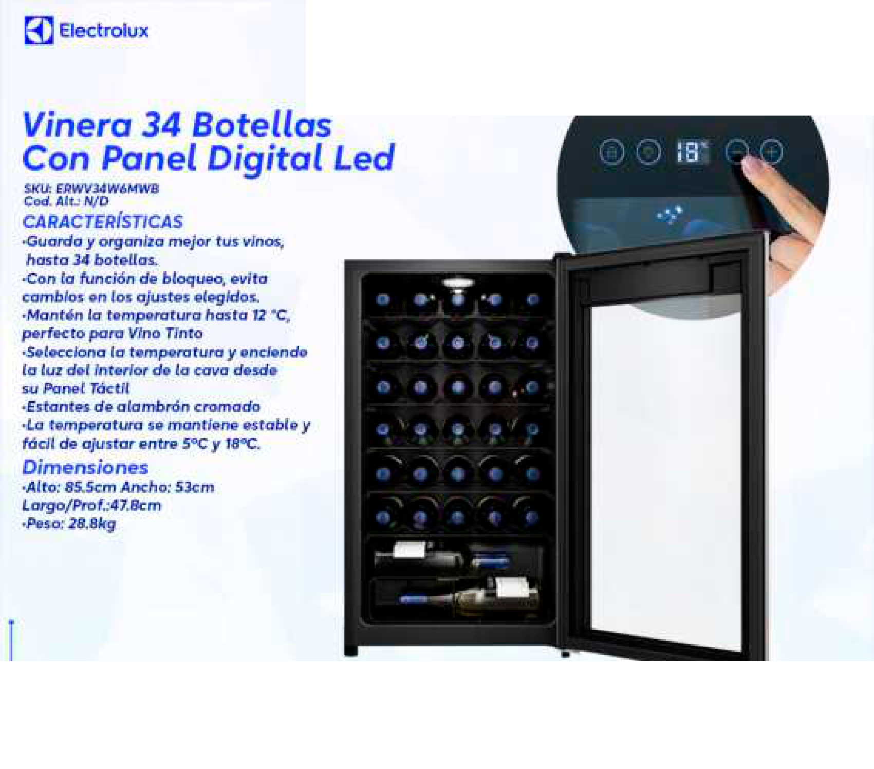 Vinera 34 Botellas Con Panel Digital Led