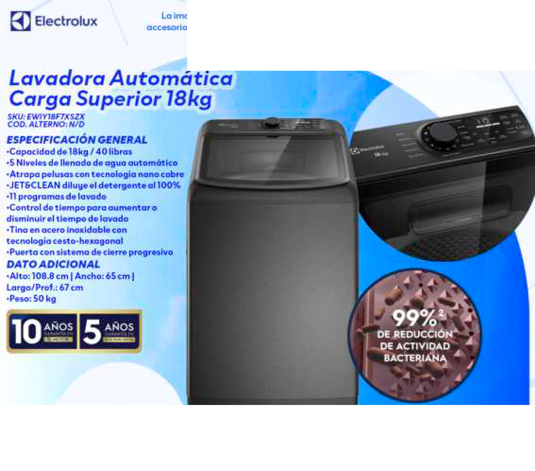 Lavadora Automática Carga Superior 18kg