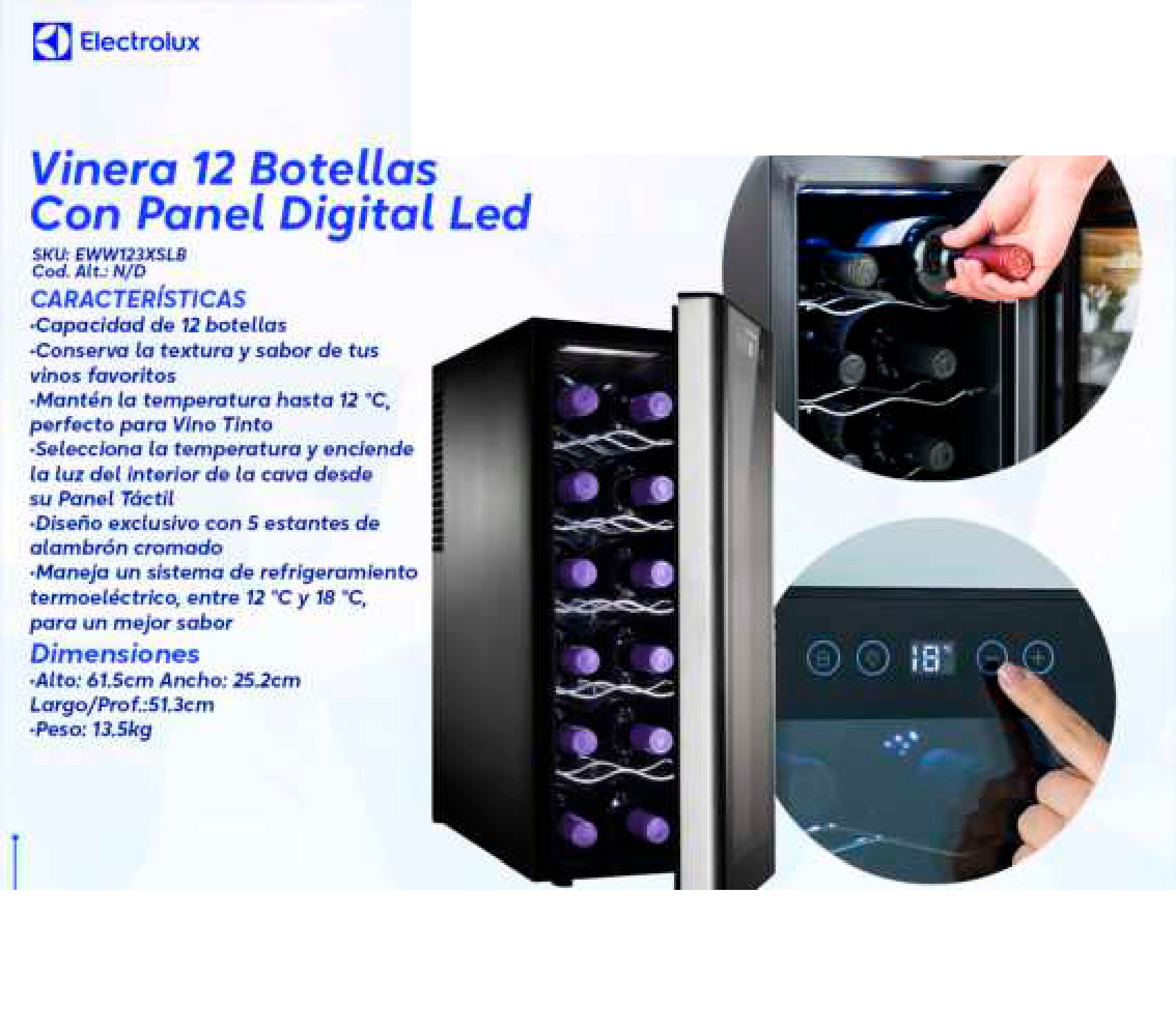 Vinera 12 Botellas Con Panel Digital Led