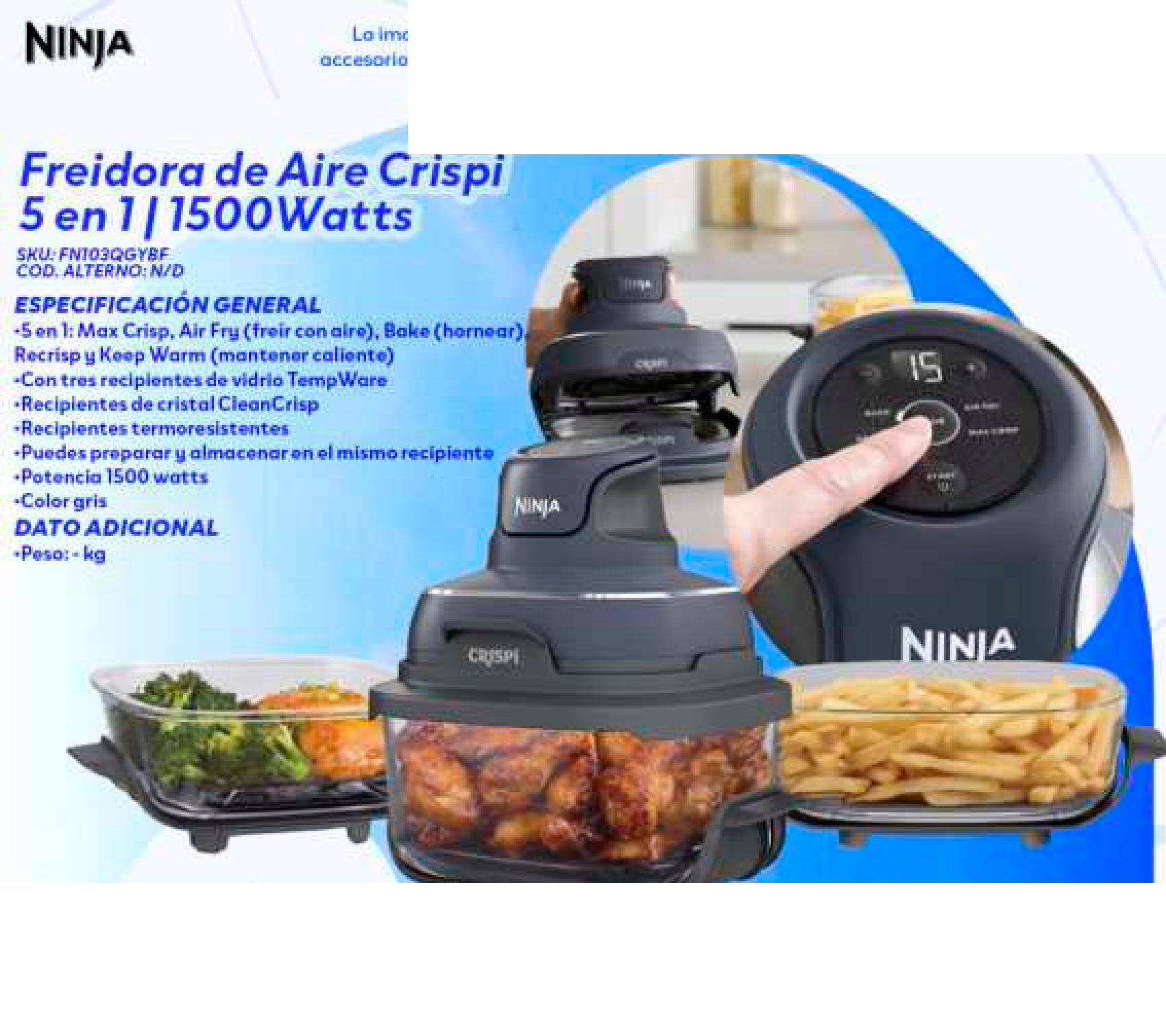 Freidora de Aire Crispi 5 en 1