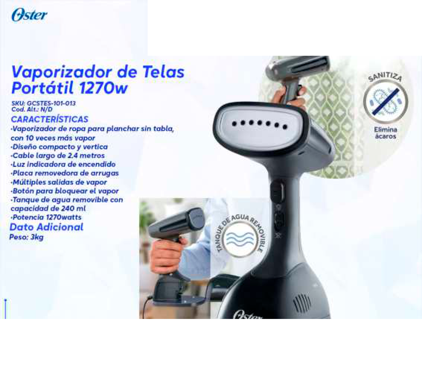Vaporizador de Telas Portátil 1270w