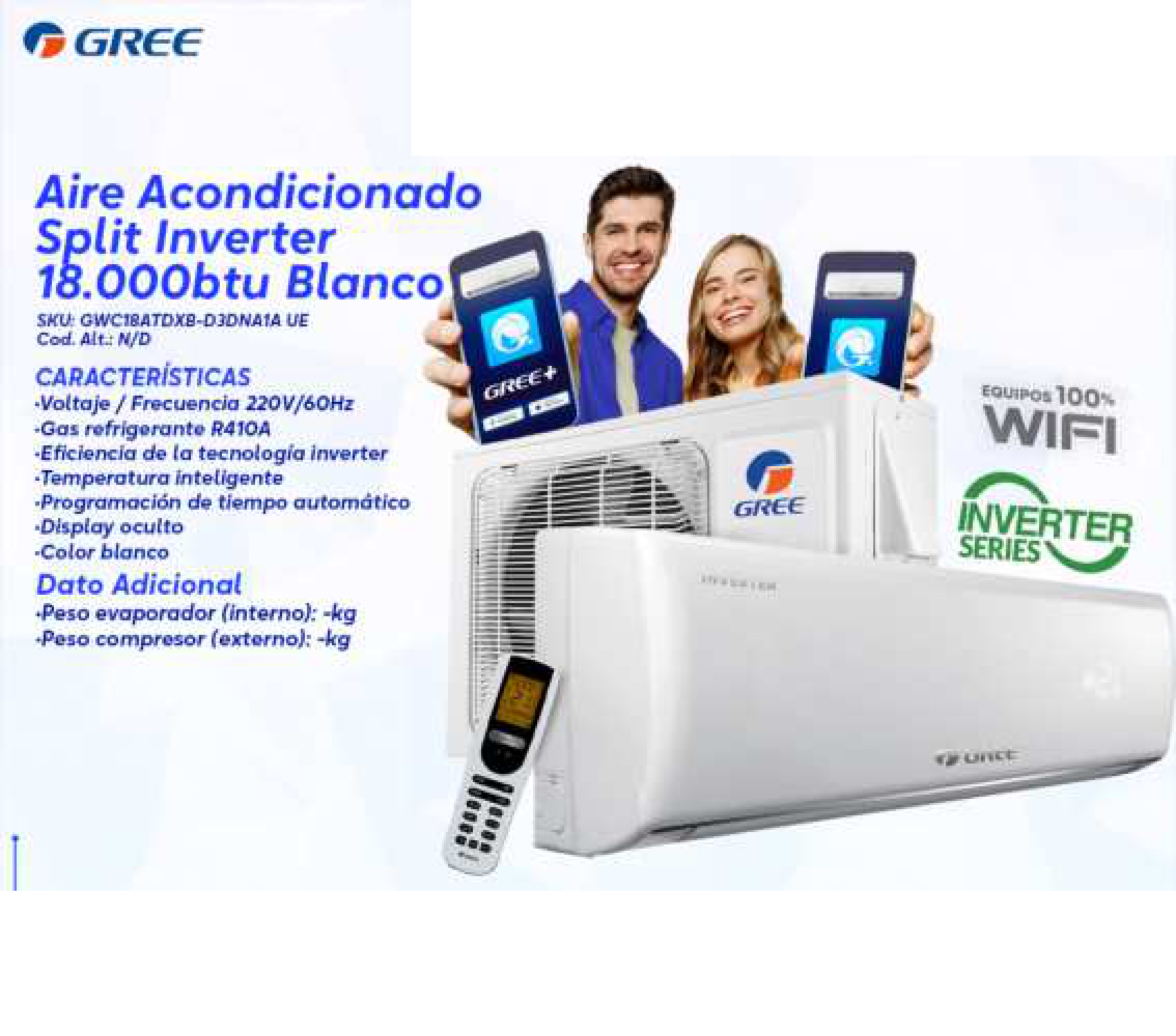 Aire Acondicionado Split Inverter 18.000btu Blanco
