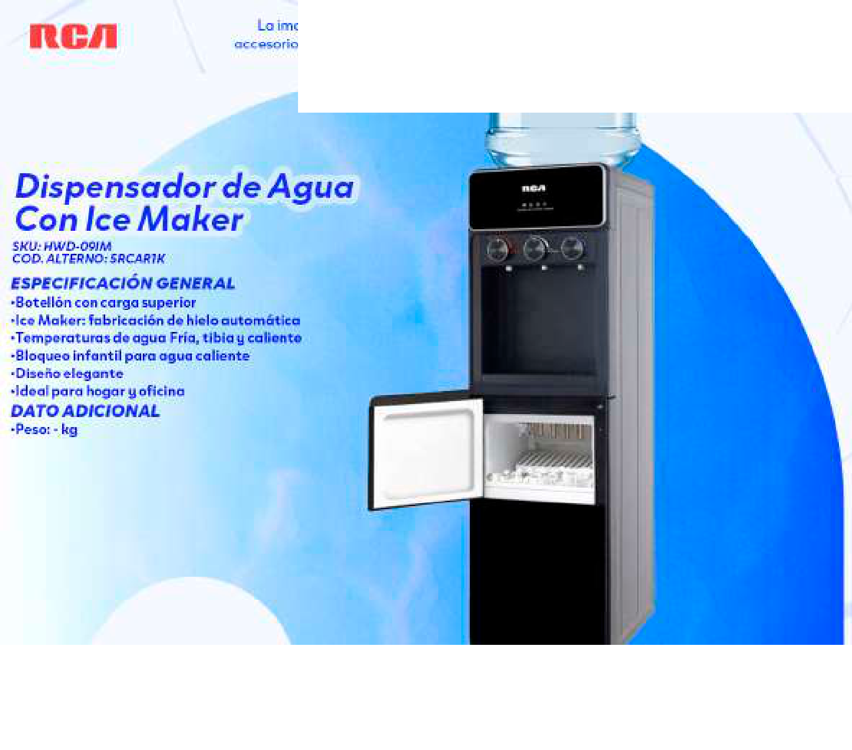 Dispensador de Agua Con Ice Maker
