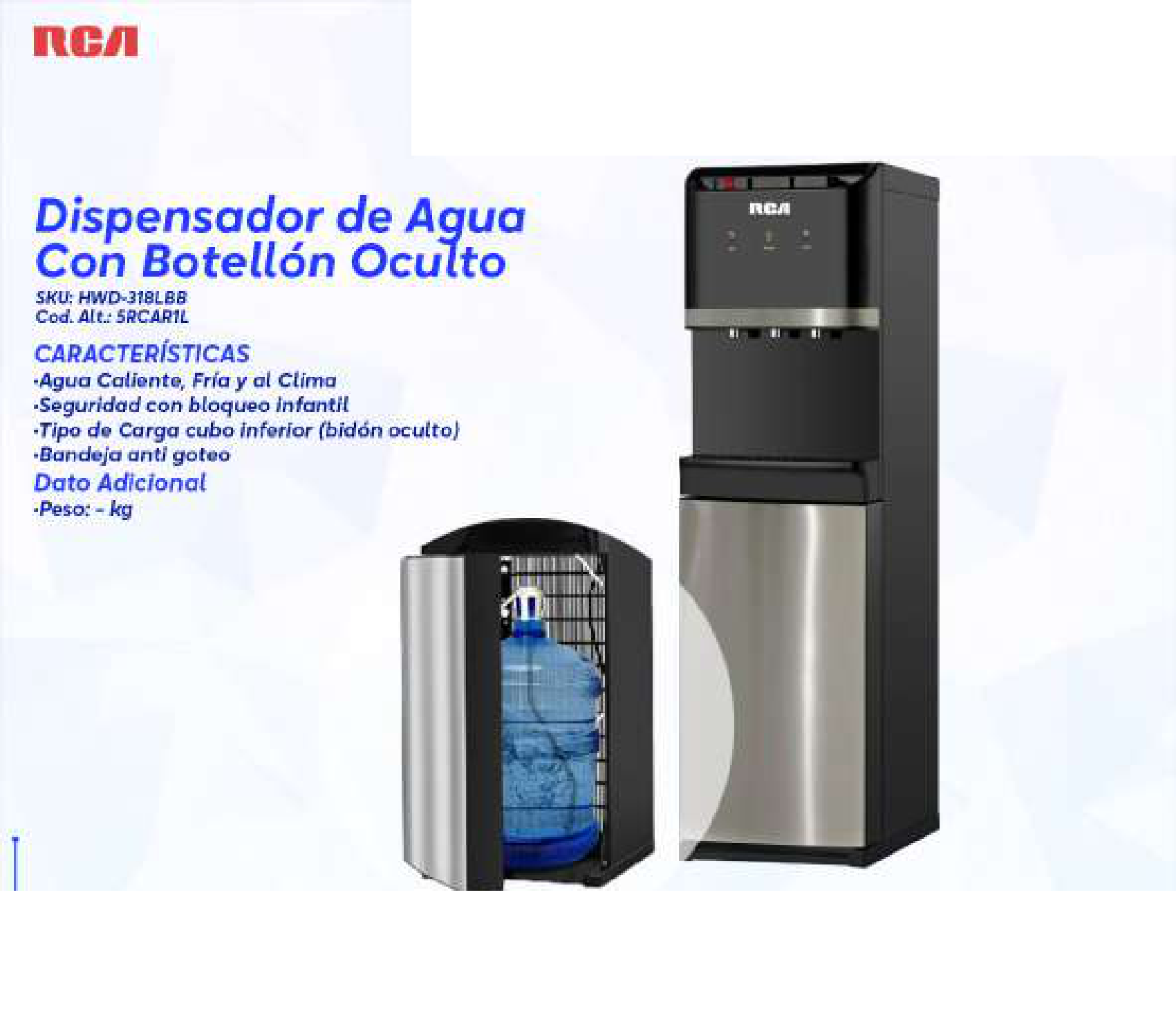 Dispensador de Agua Con Botellón Oculto