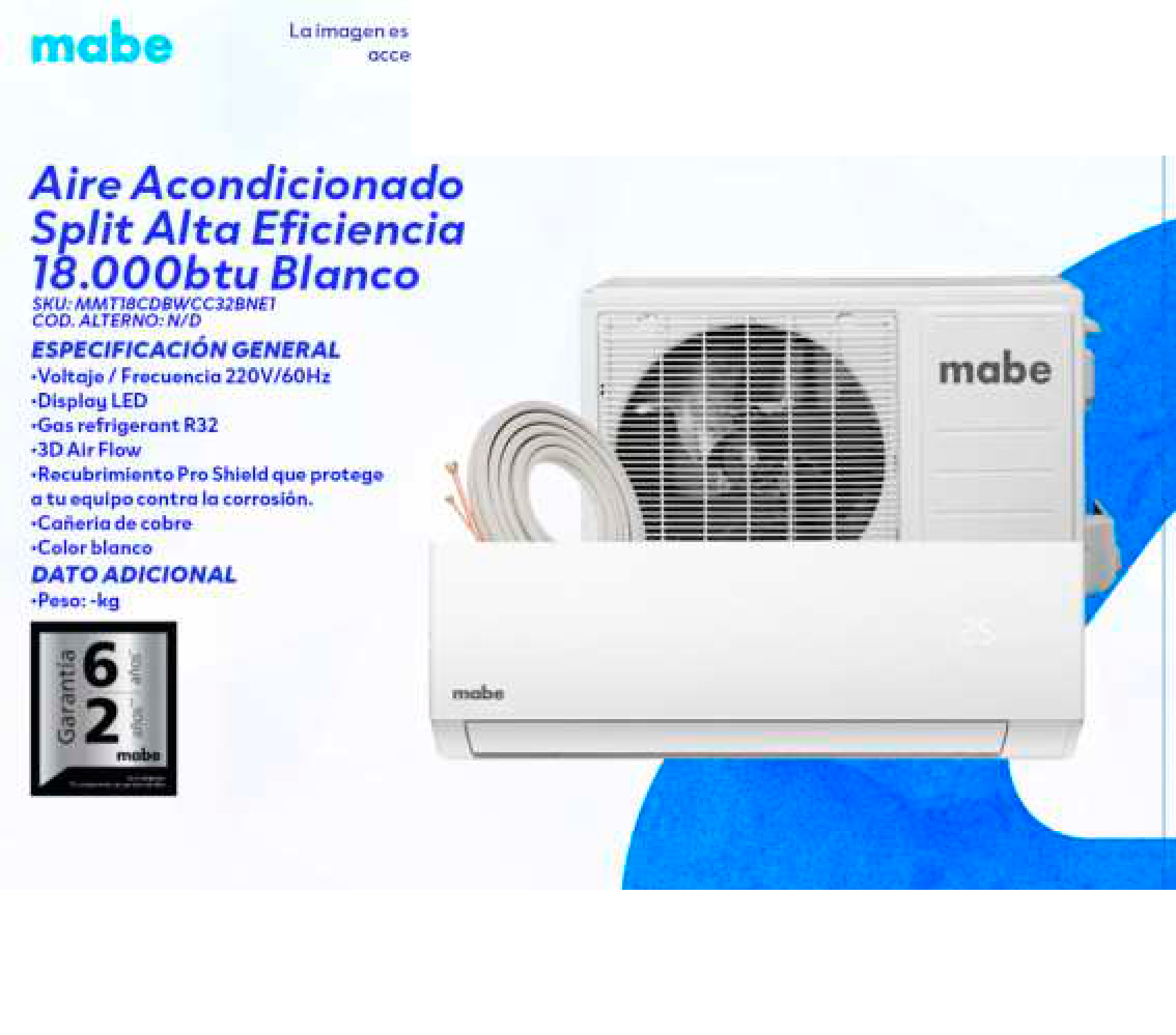Aire Acondicionado Split Alta Eficiencia 18.000btu Blanco