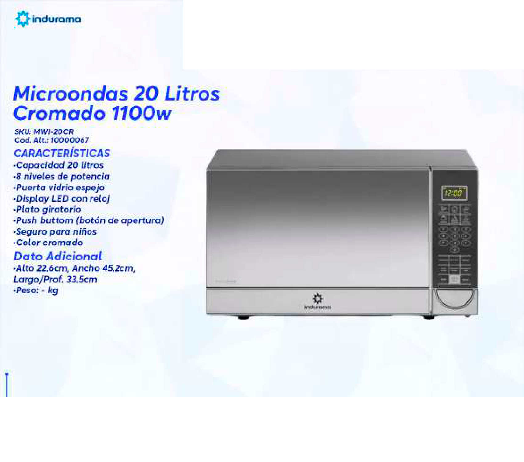 Microondas 20 Litros Cromado 1100w
