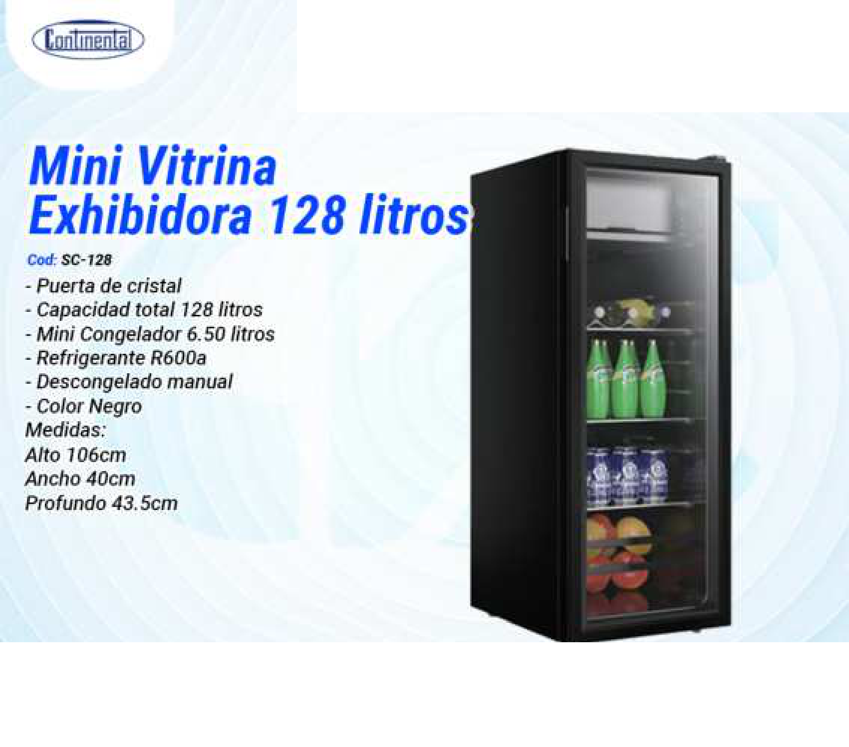 Mini Vitrina Exhibidora 128 litros