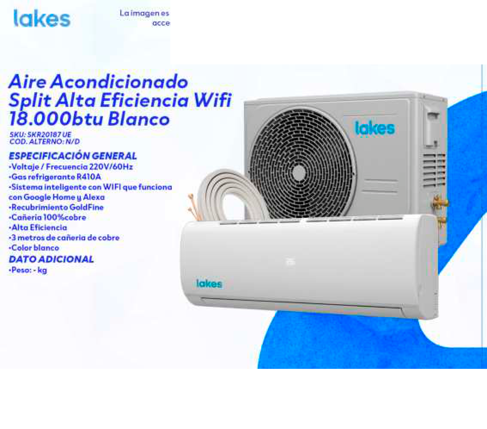 Aire Acondicionado Split Alta Eficiencia Wifi 18.000btu Blanco