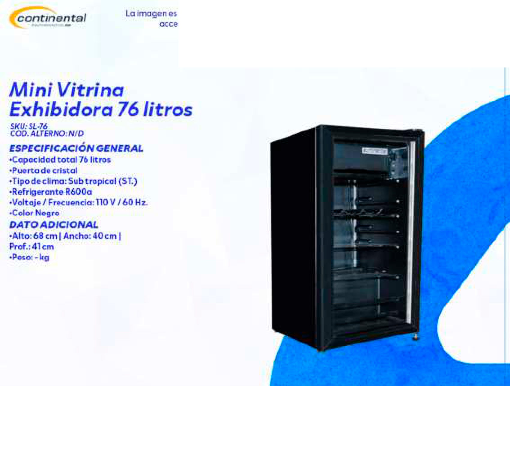 Mini Vitrina Exhibidora 76 litros