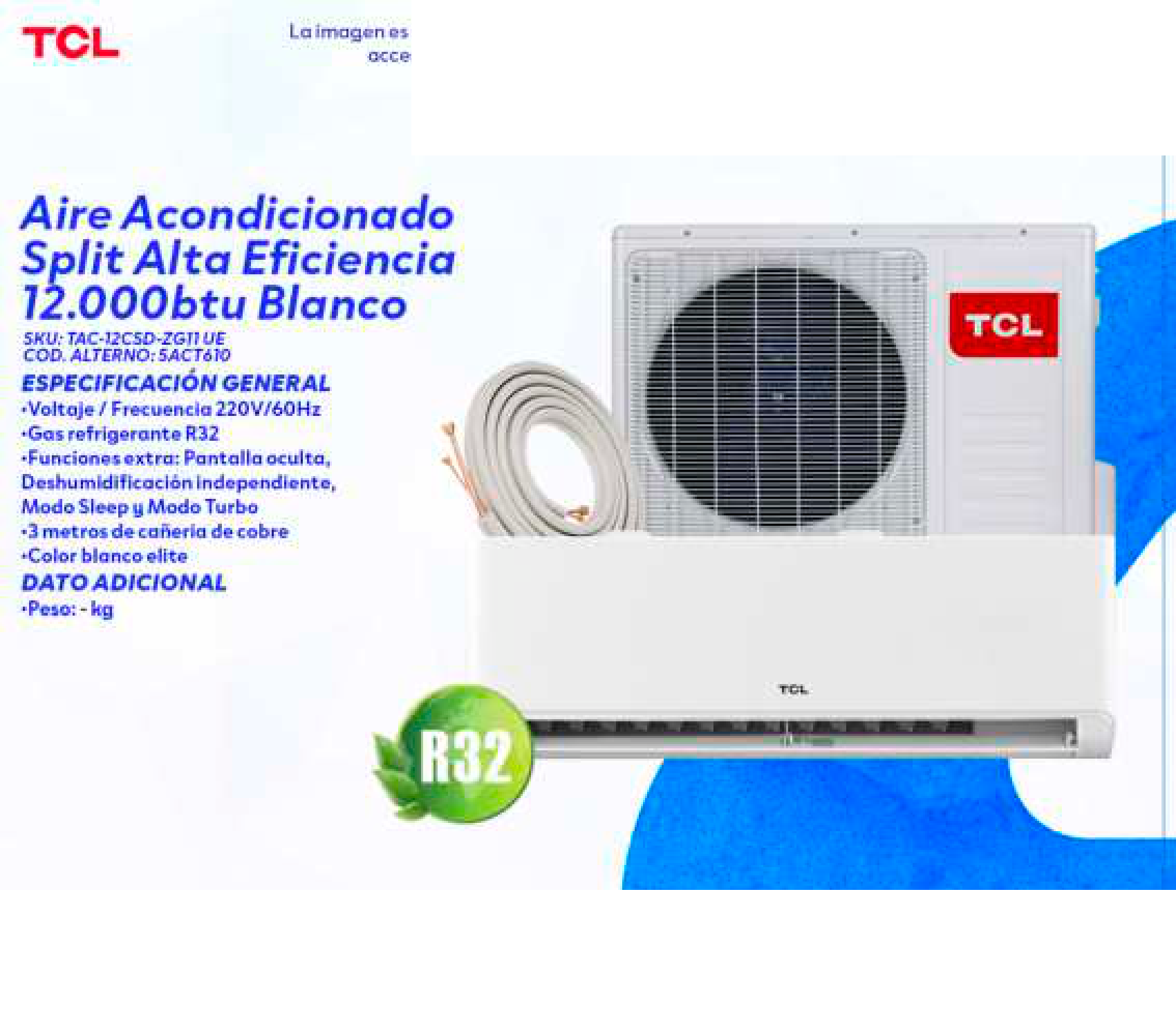 Aire Acondicionado Split Alta Eficiencia 12.000btu Blanco