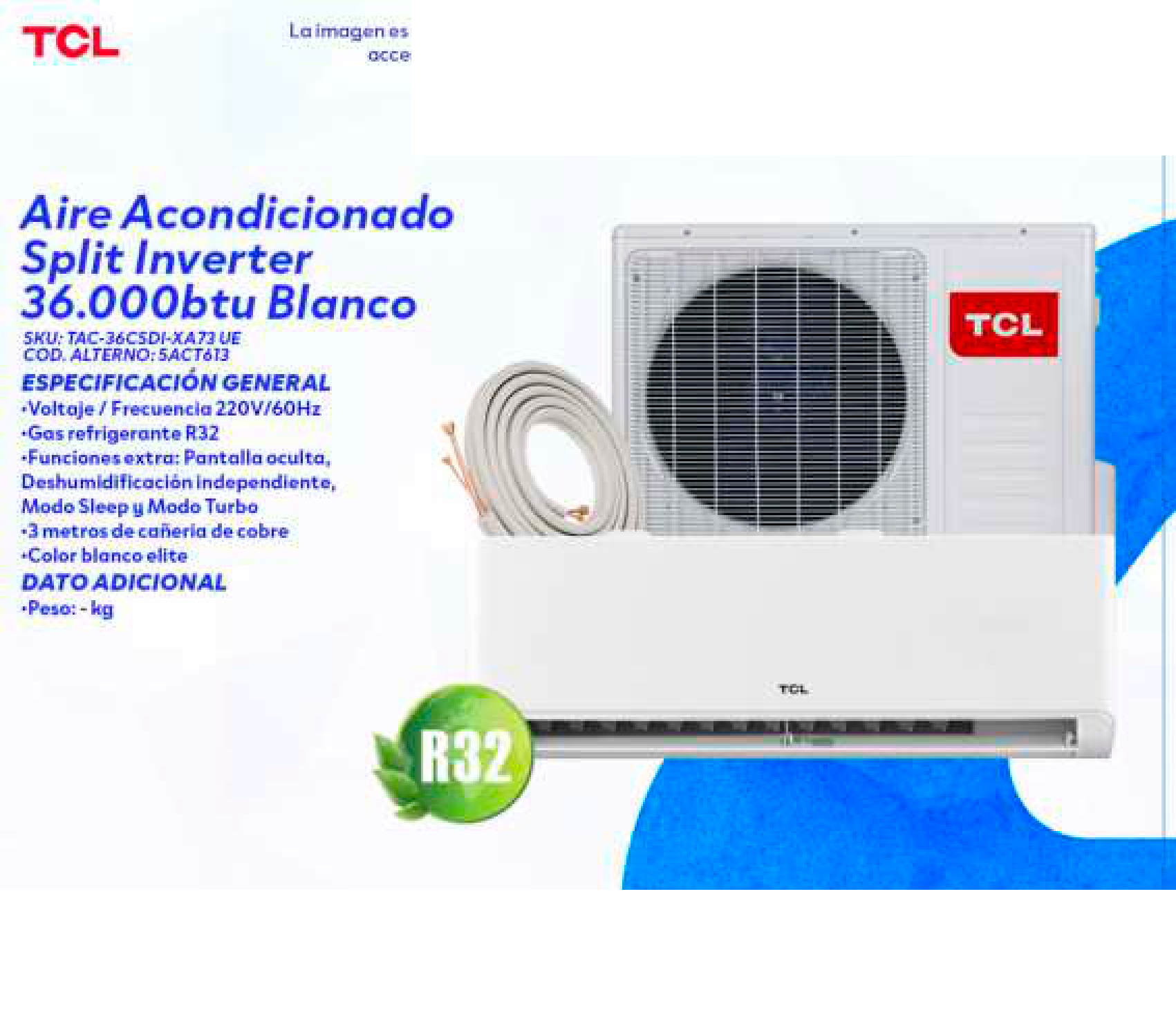 Aire Acondicionado Split Inverter 36.000btu Blanco