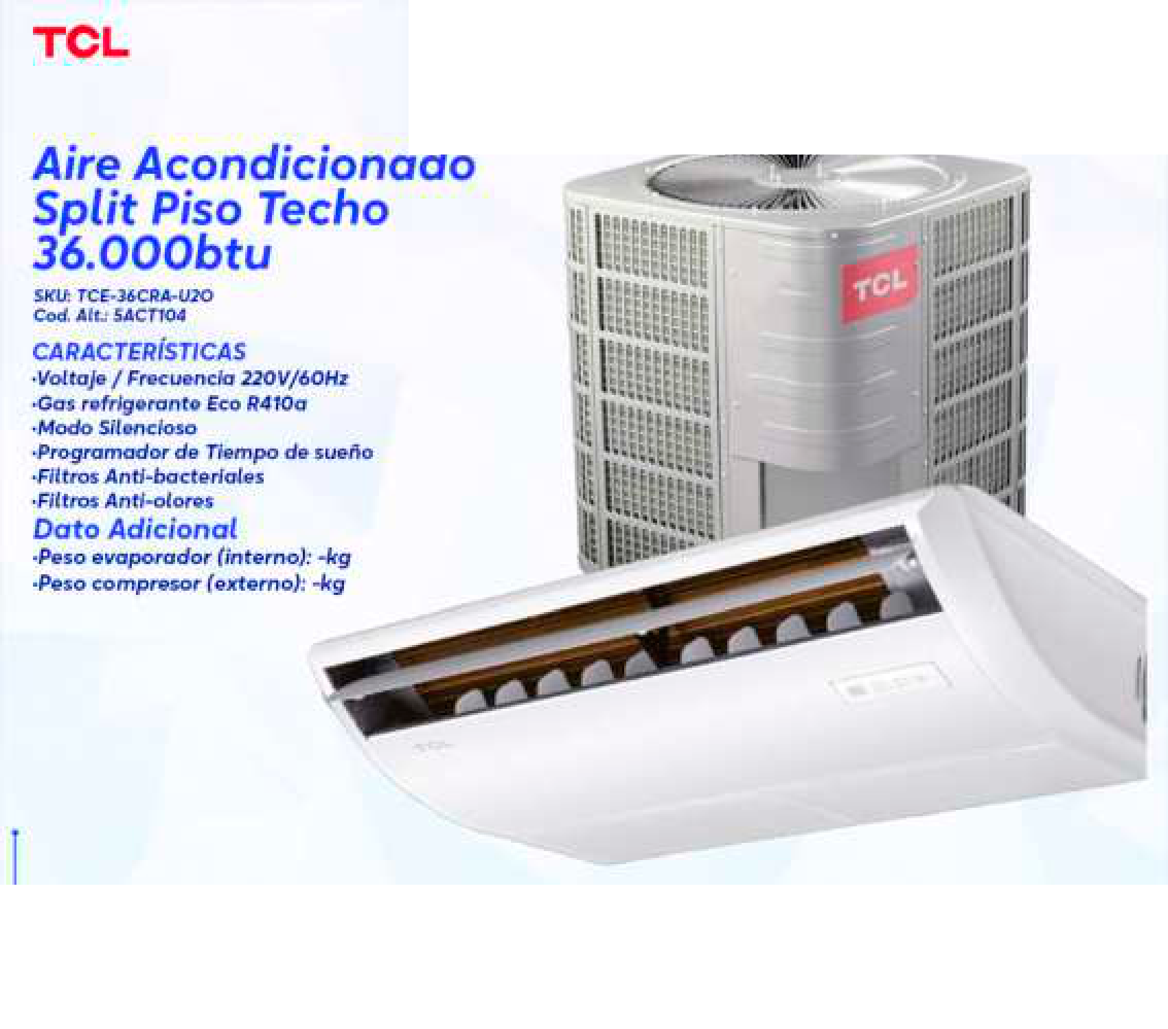 Aire Acondicionado Split Piso Techo 36.000btu