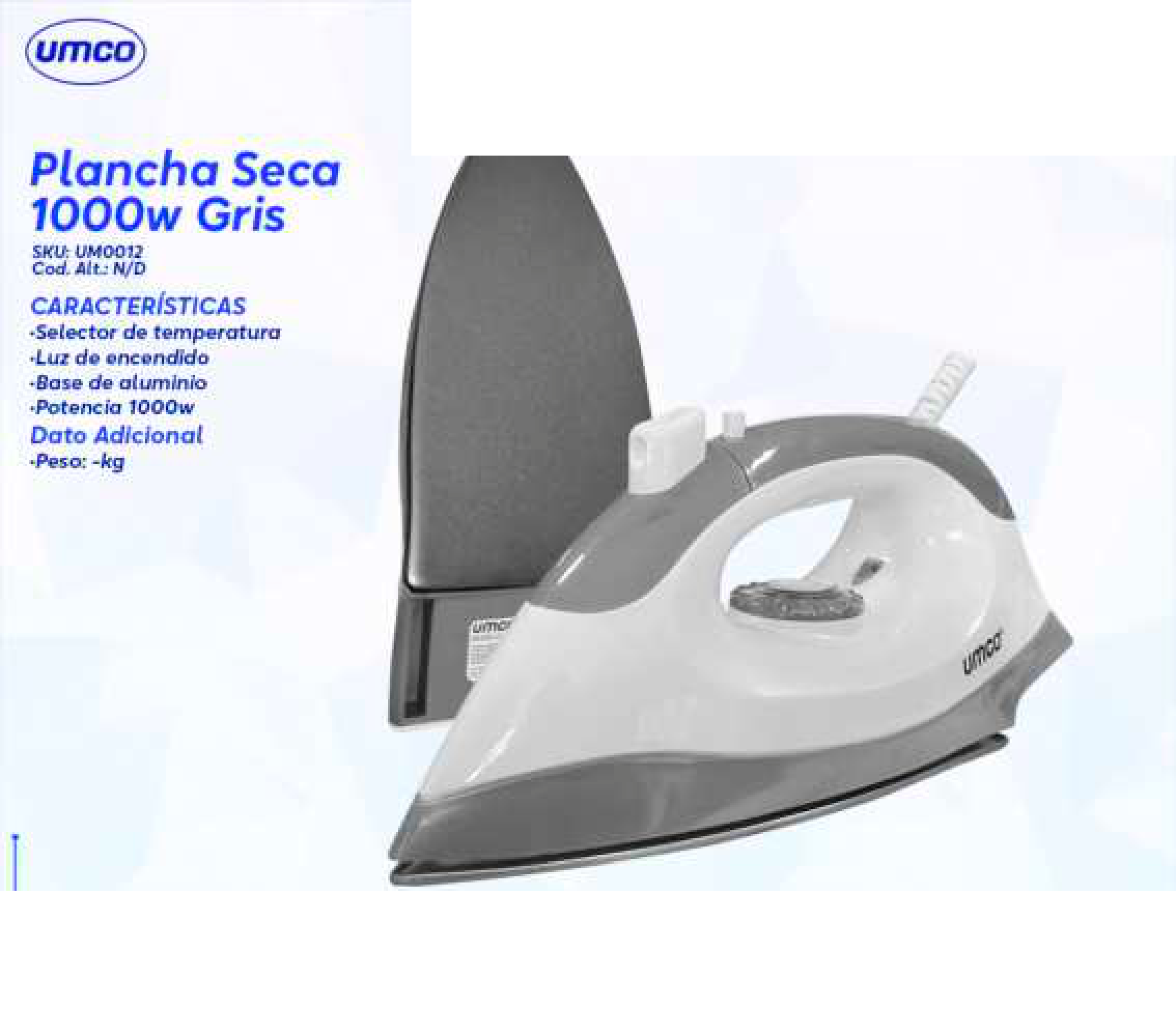 Plancha Seca 1000w Gris