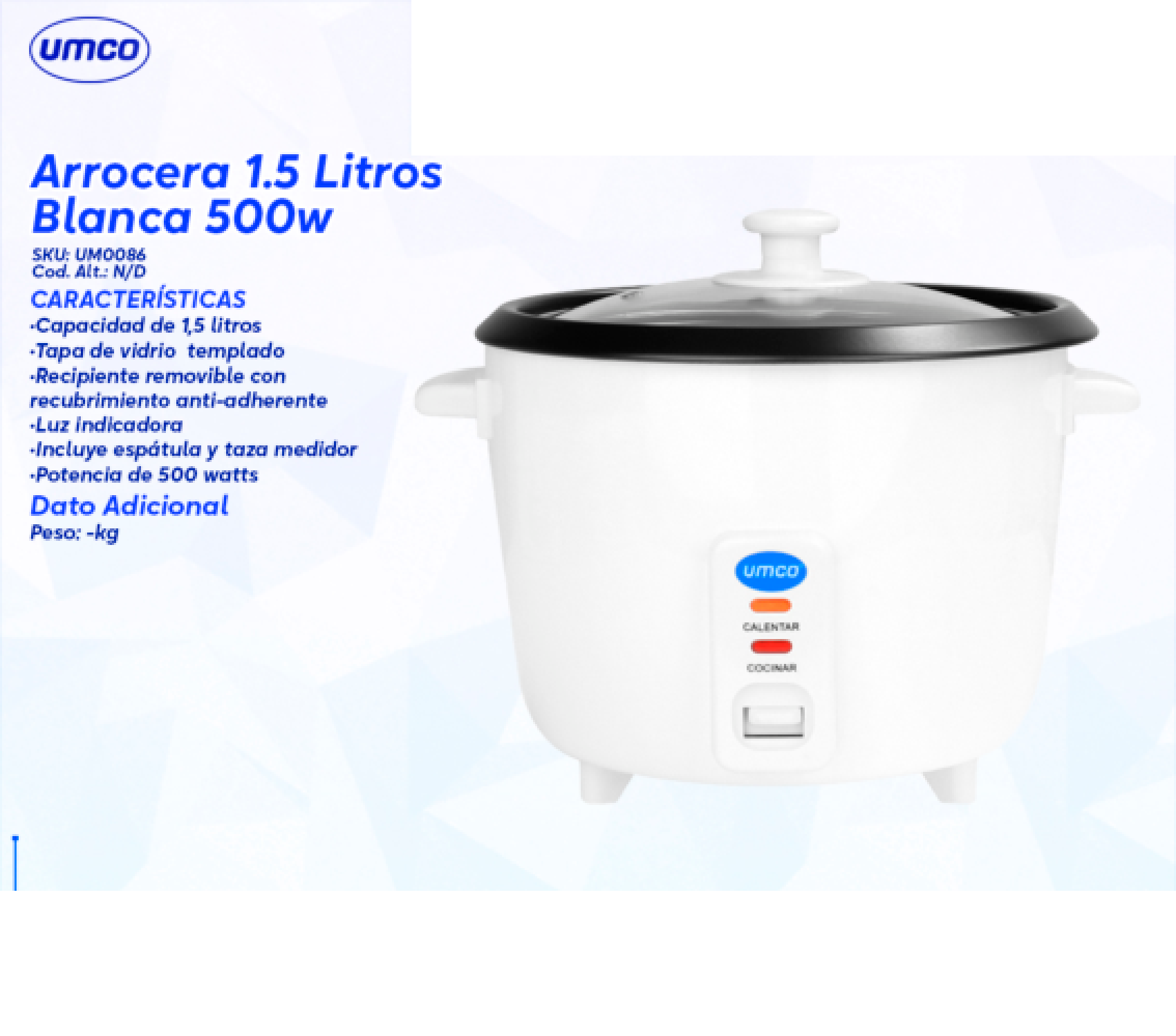 Arrocera 1.5 Litros Blanca 500w