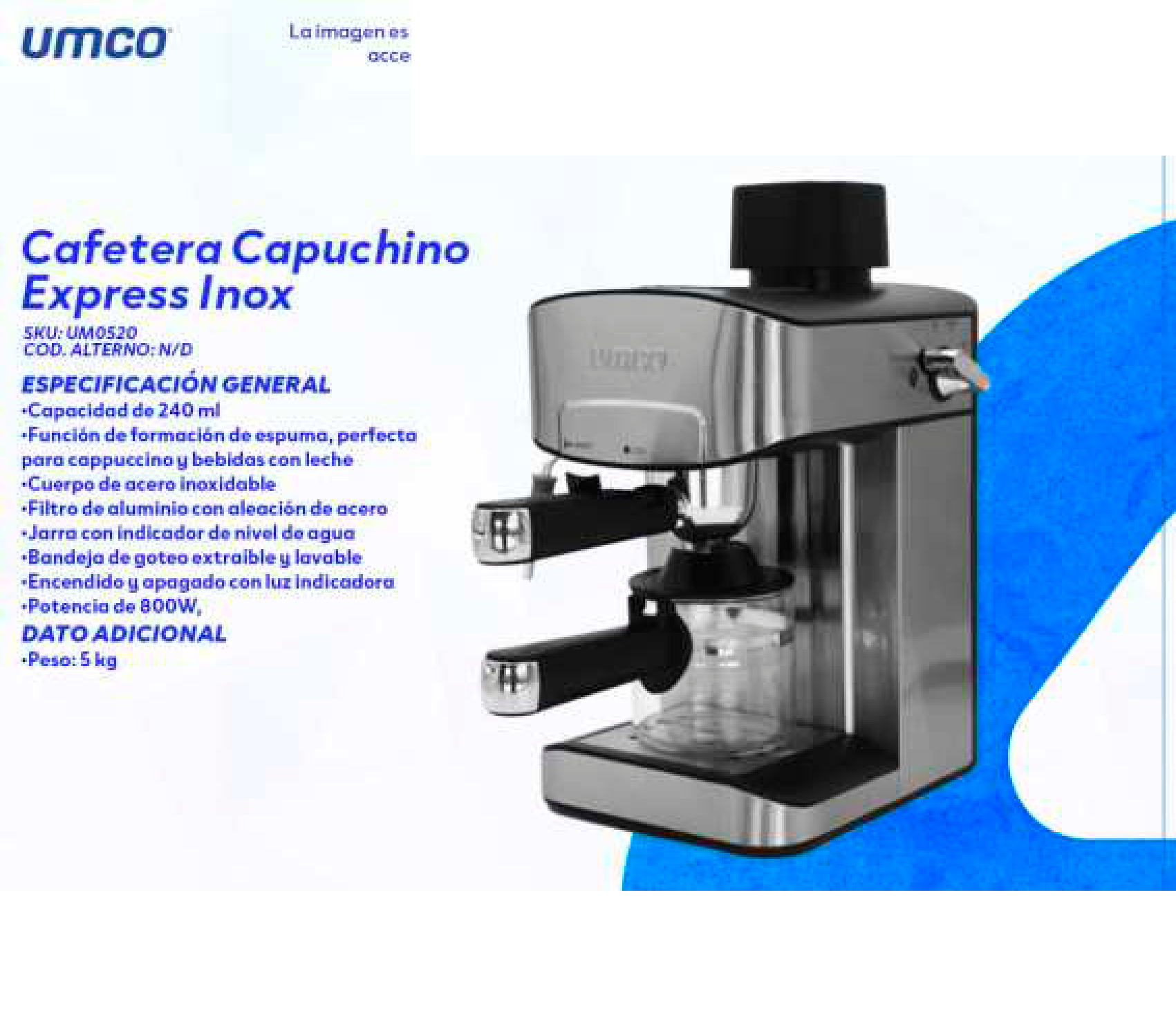 Cafetera Capuchino Express Inox