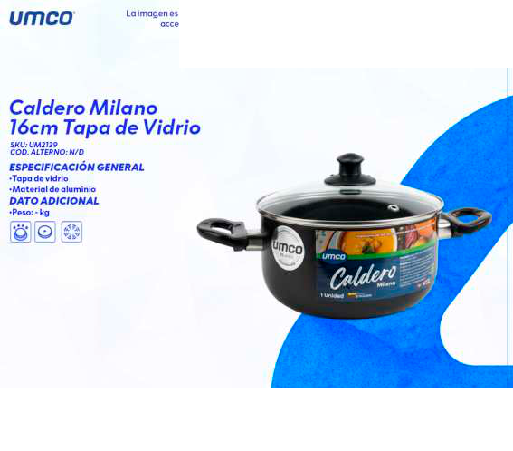 Caldero Milano 16cm Tapa de Vidrio