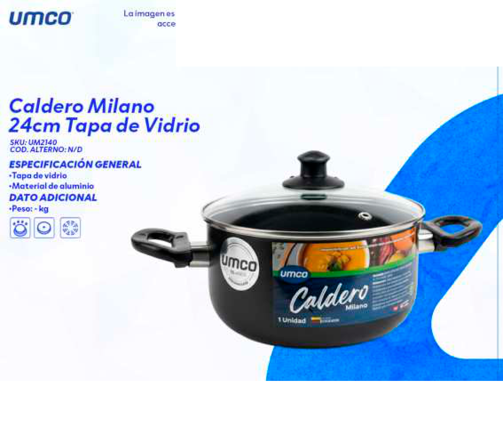 Caldero Milano 24cm Tapa de Vidrio