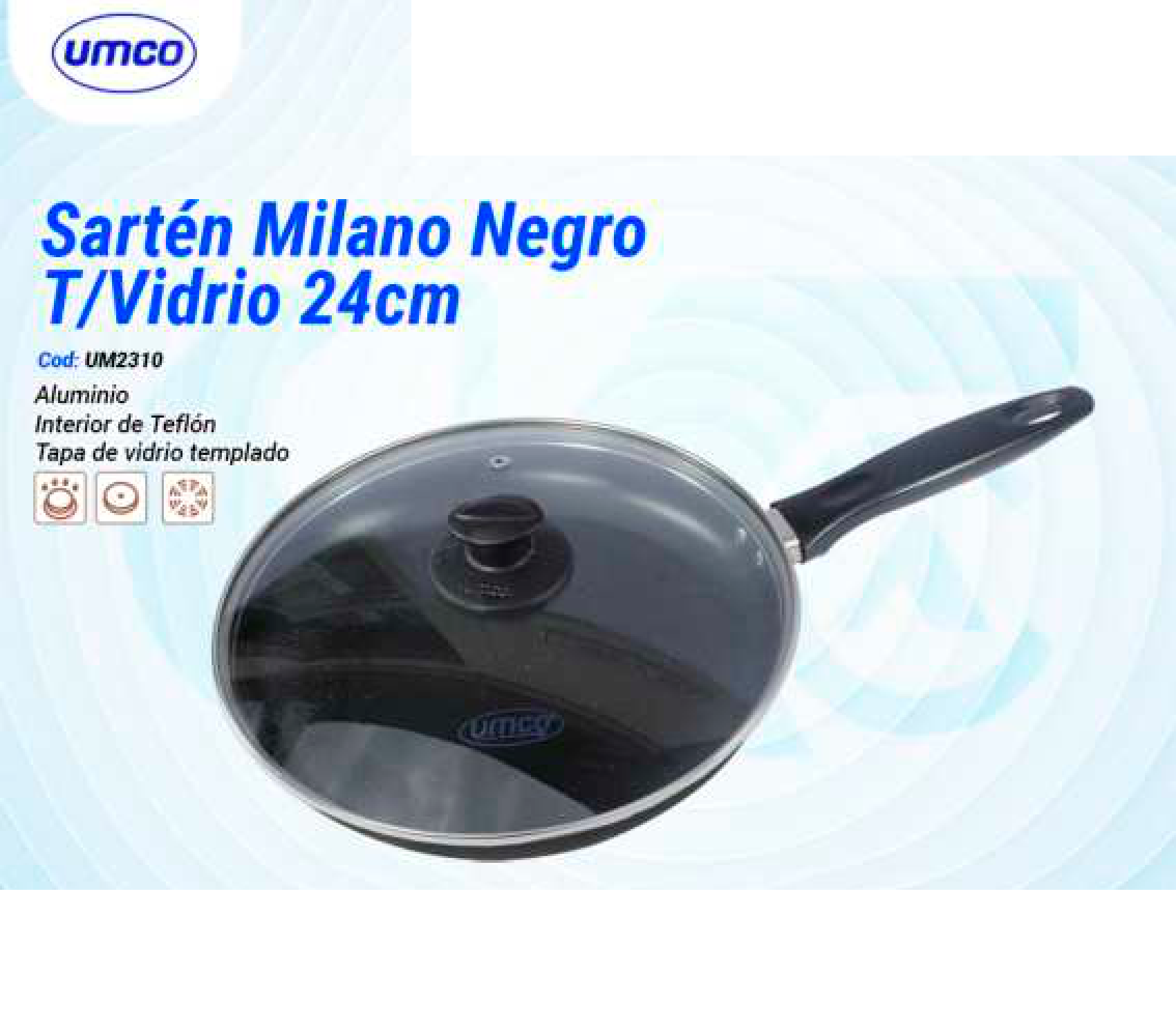 Sartén Milano Negro T/Vidrio 24cm