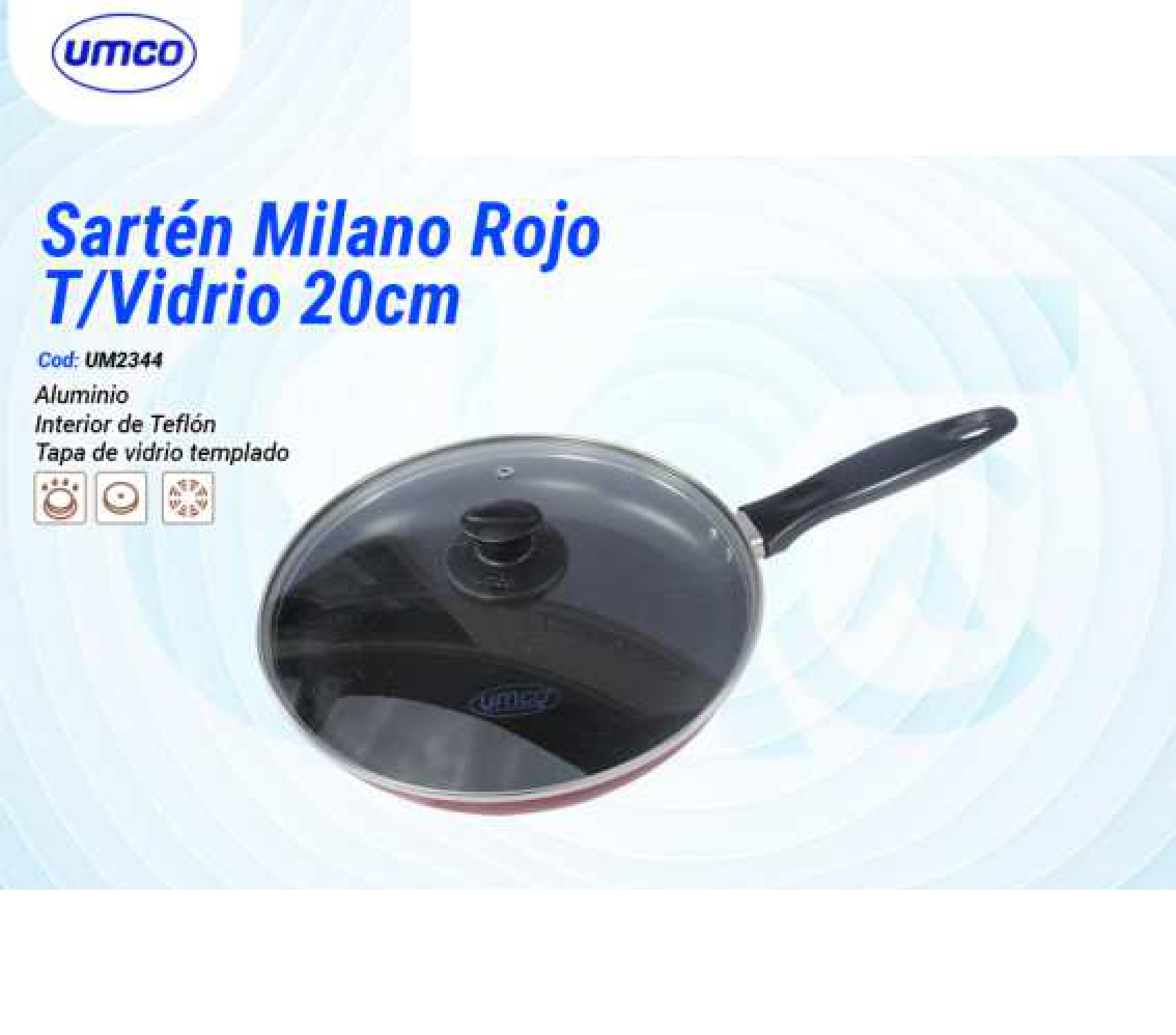 Sartén Milano Rojo T/Vidrio 20cm