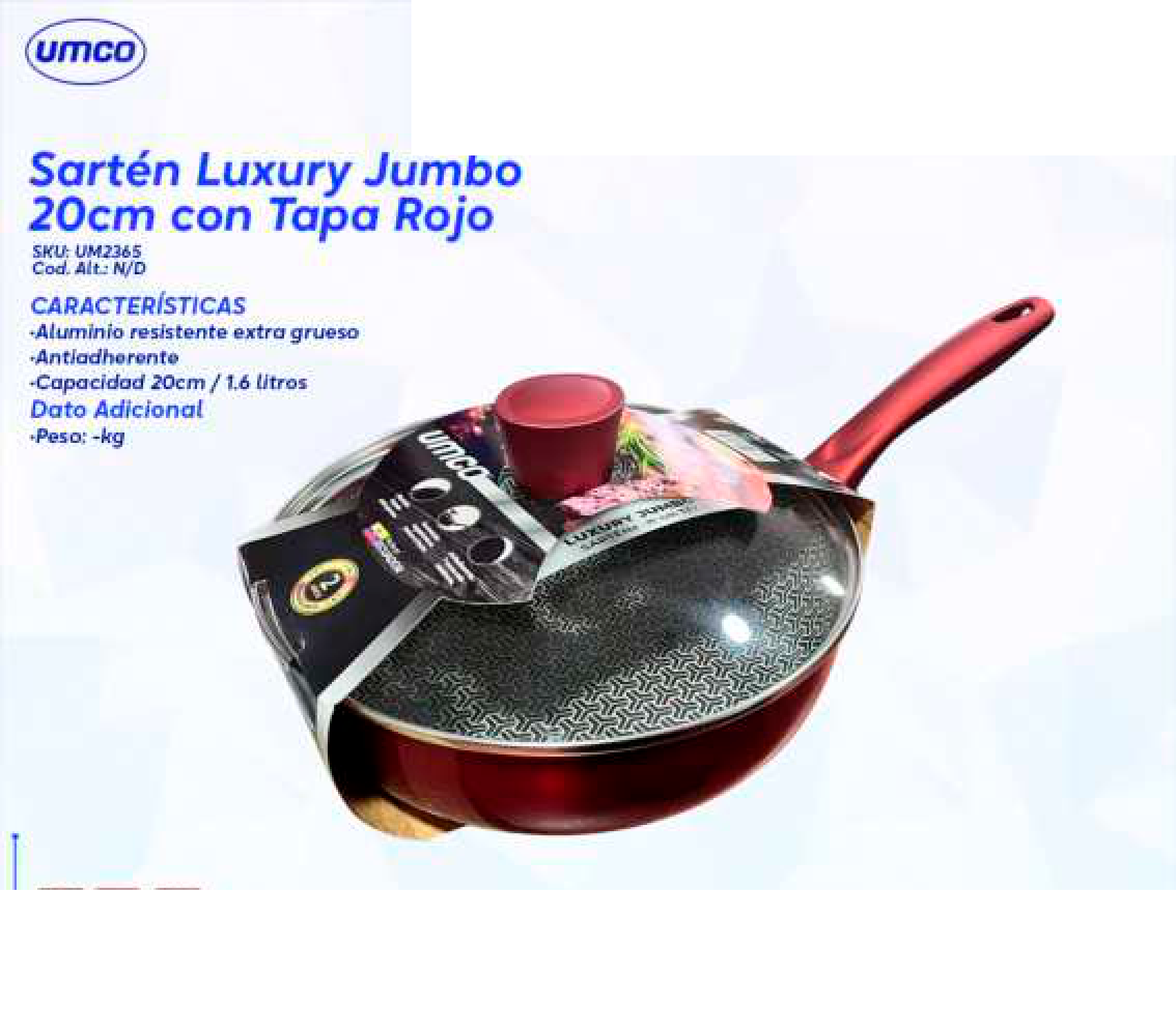 Sartén Luxury Jumbo 20cm con Tapa Rojo