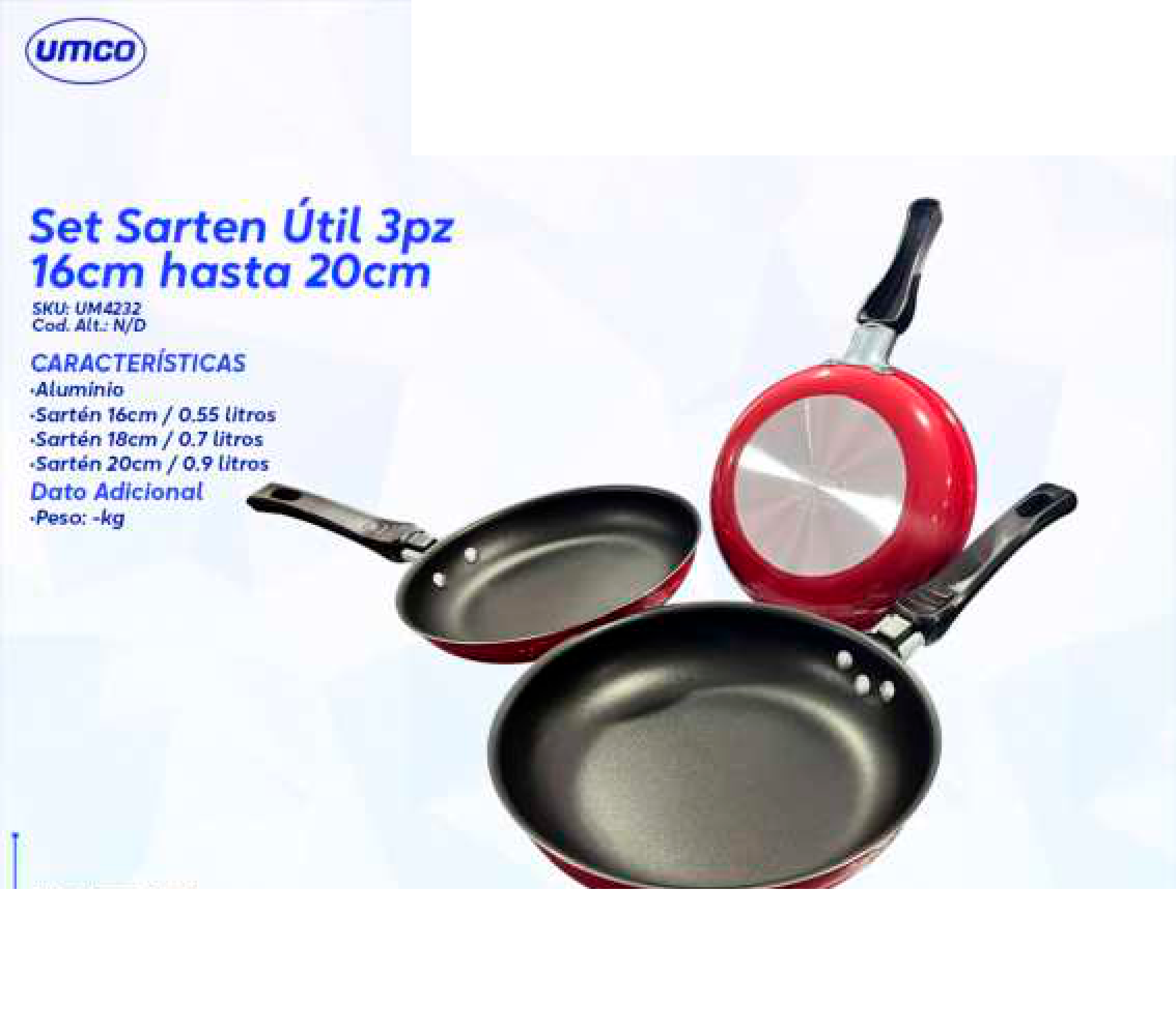 Set Sarten Útil 3pz 16cm hasta 20cm