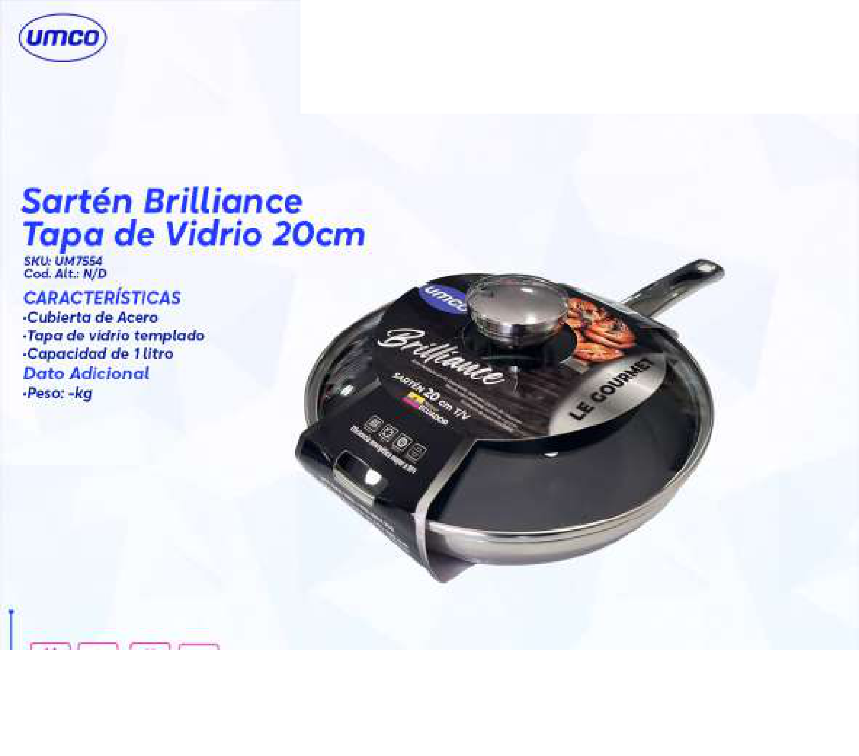 Sartén Brilliance Tapa de Vidrio 20cm