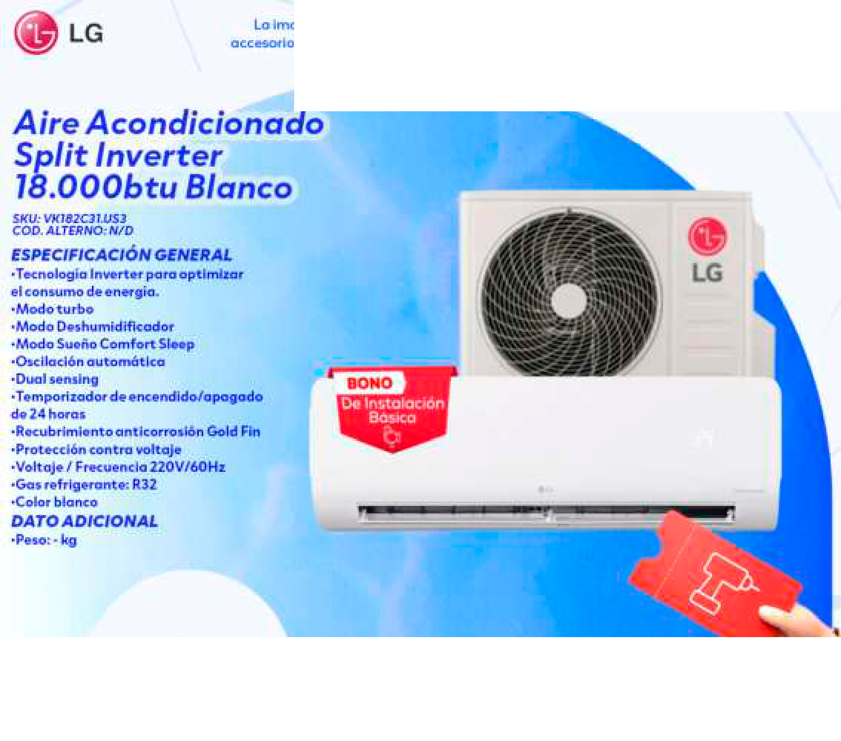 Aire Acondicionado Split Inverter 18.000btu Blanco