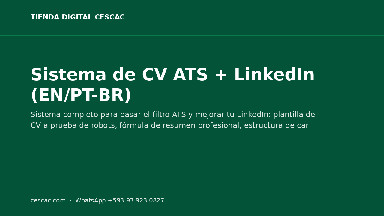 ATS Resume & LinkedIn System — Templates + 40 AI Prompts (EN + PT-BR)