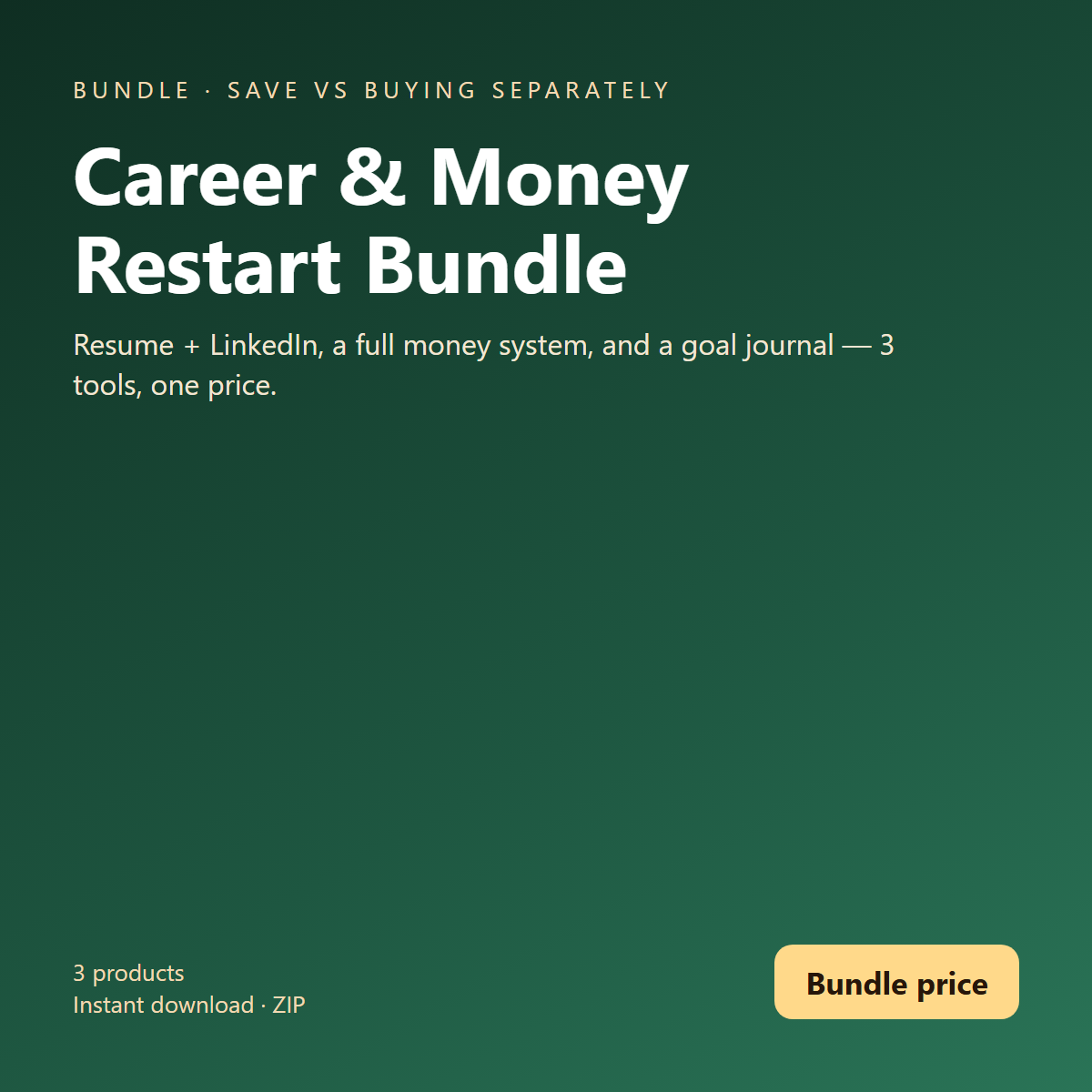 Career & Money Restart Bundle (3 in 1): ATS Resume+LinkedIn System + Freelancer Money System + Gratitude & Goal Journal