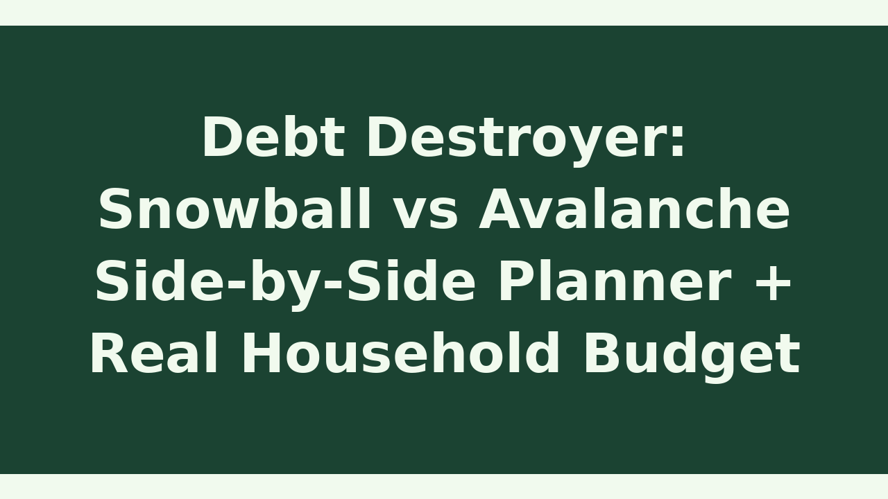 Debt Destroyer: Snowball vs Avalanche Side-by-Side Planner + Real Household Budget