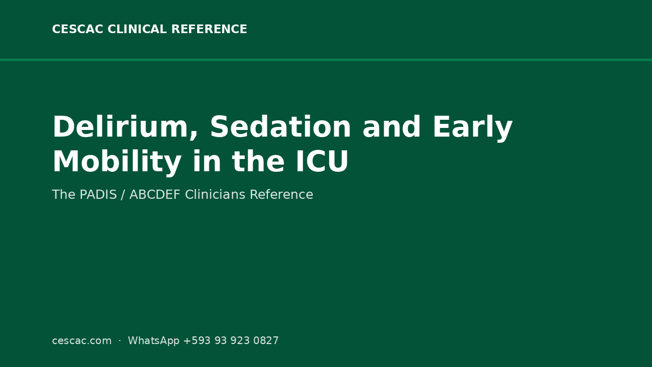 Delirium, Sedation & Early Mobility in the ICU: The PADIS/ABCDEF Reference