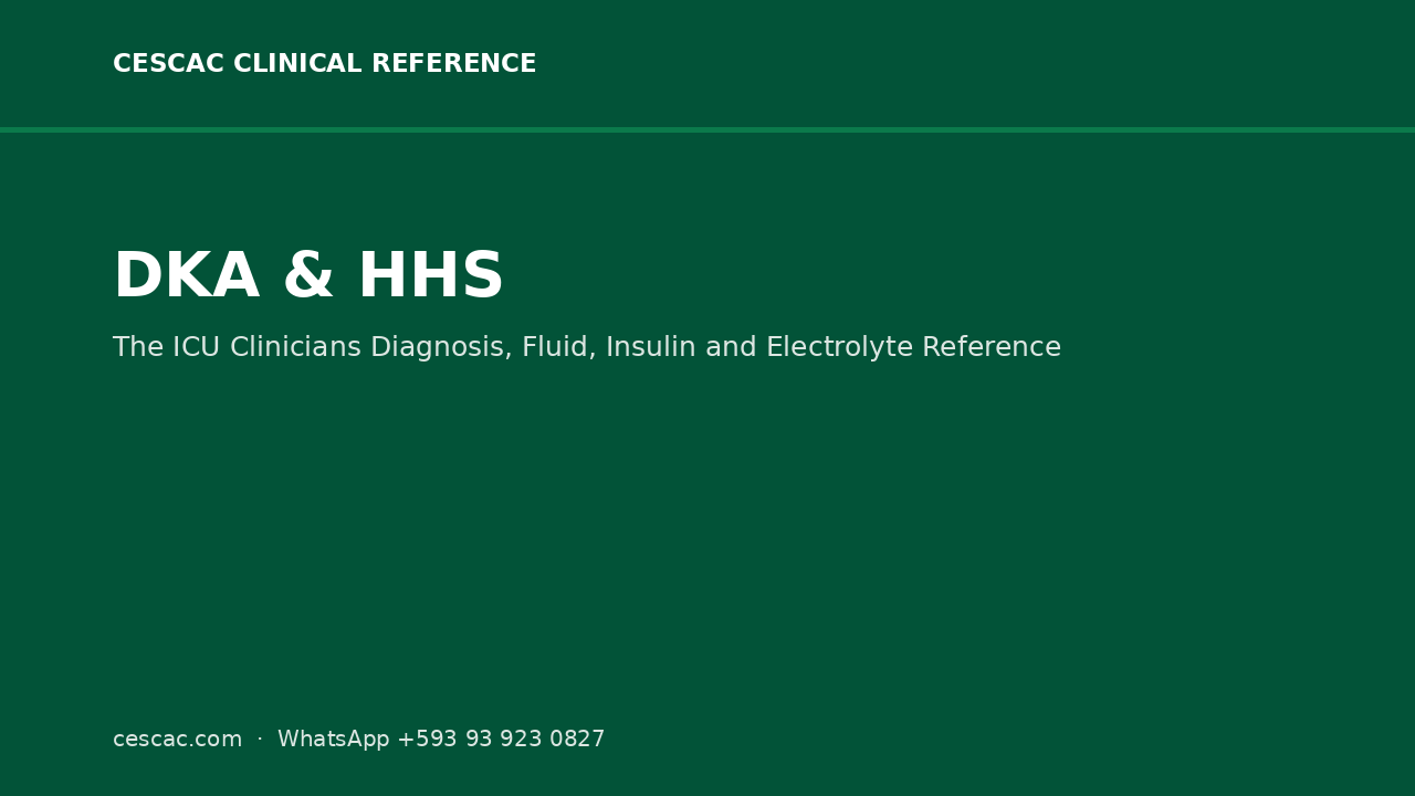 DKA & HHS: The ICU Clinician's Diagnosis, Fluid, Insulin & Electrolyte Reference