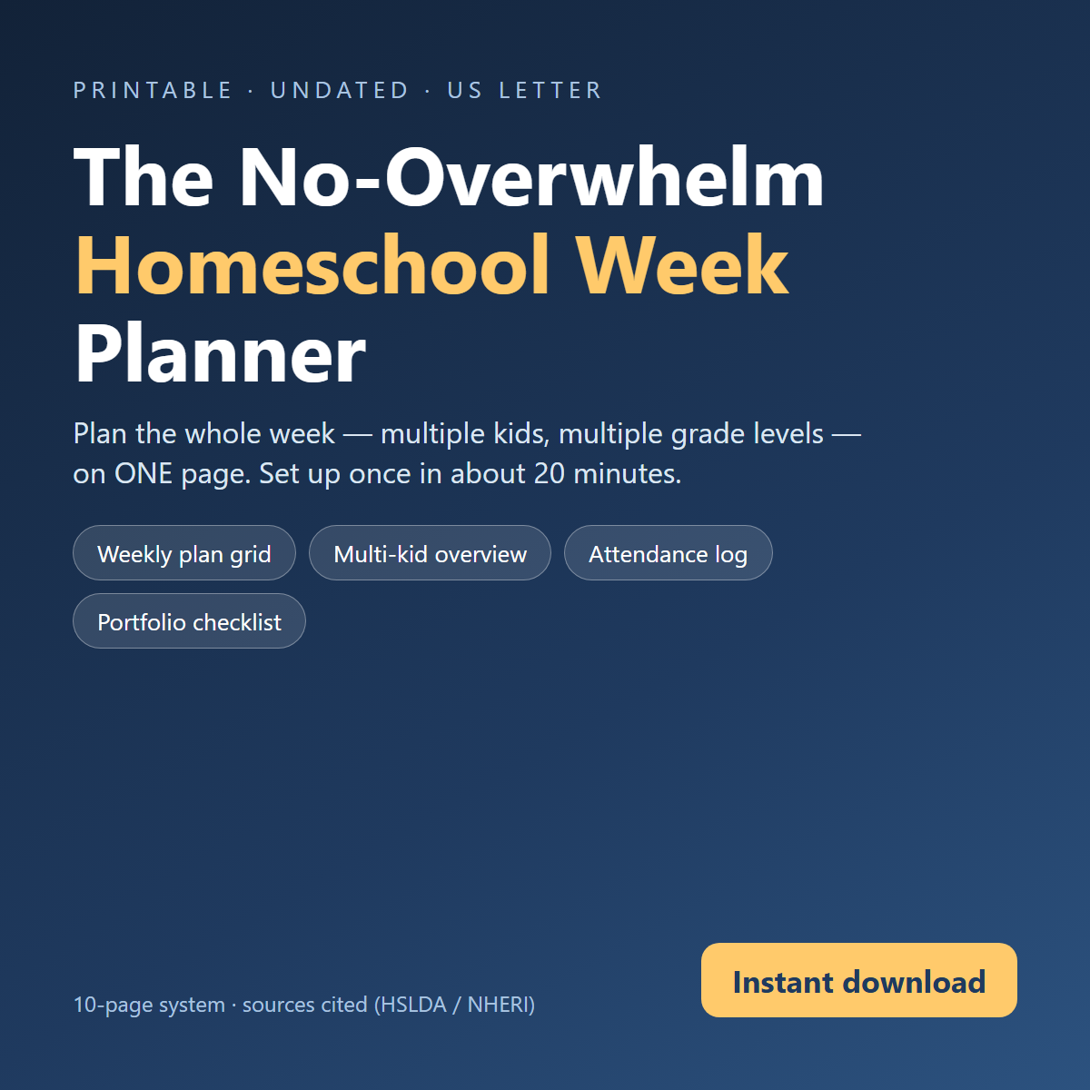 The No-Overwhelm Homeschool Week Planner — Plan Your Whole Week (Multiple Kids, Multiple Levels) in About 20 Minutes