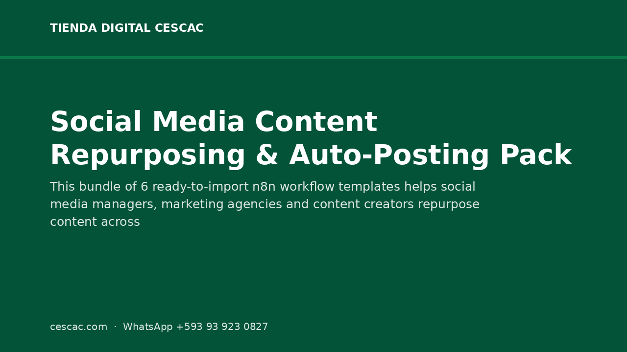 Social Media Repurposing & Auto-Posting Pack — n8n Workflow to Turn 1 Post Into 10
