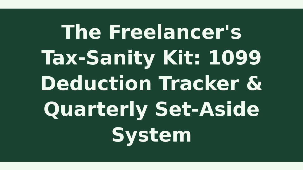 The Freelancer's Tax-Sanity Kit: 1099 Deduction Tracker & Quarterly Set-Aside System