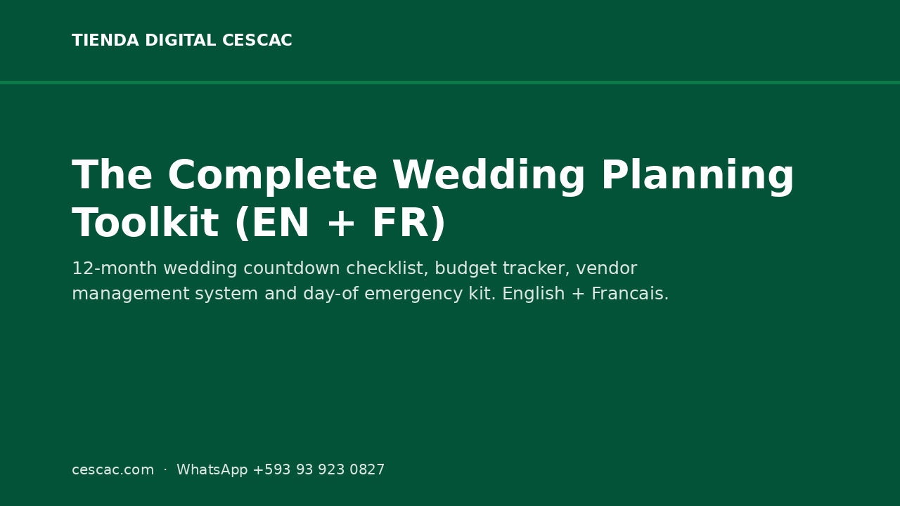 The Complete Wedding Planning Toolkit (EN + FR)